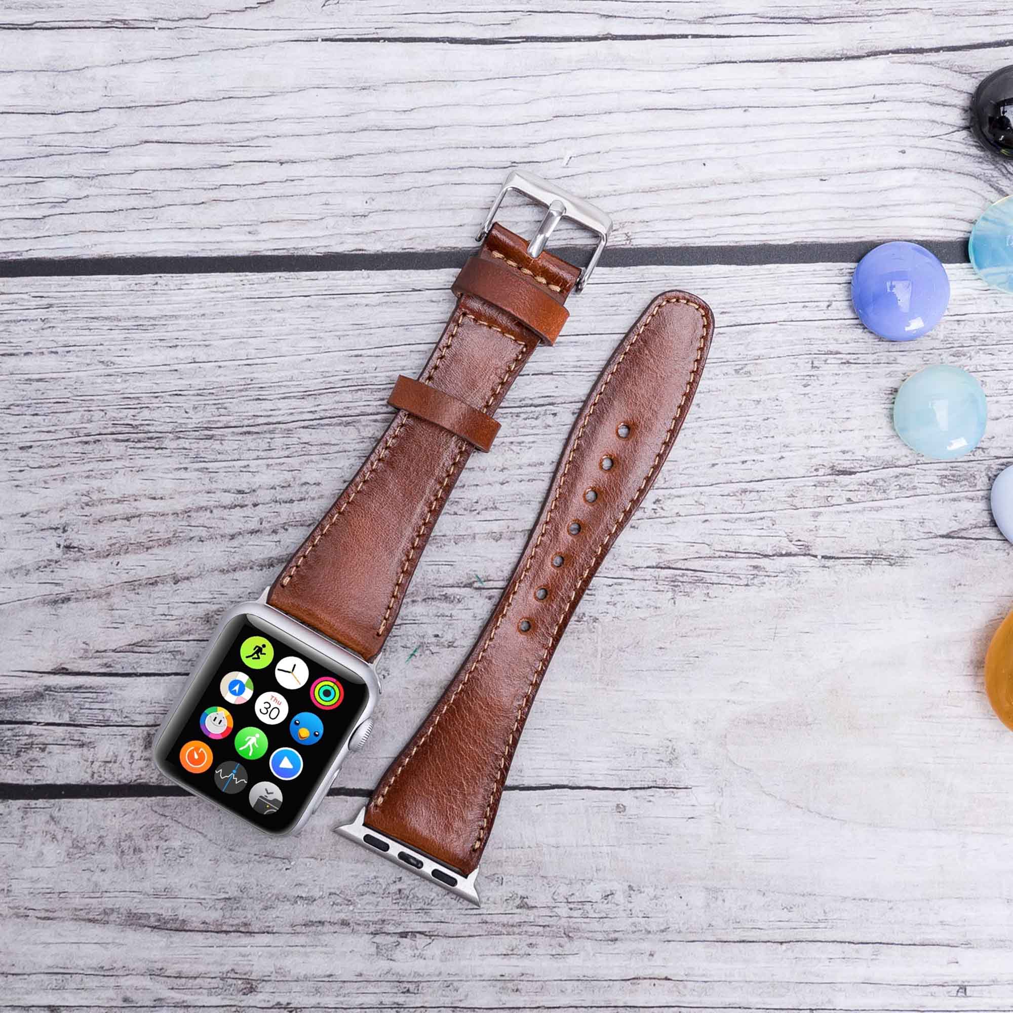 Full Grain Leather Band for Apple Watch - EFFECT BROWN - saracleather