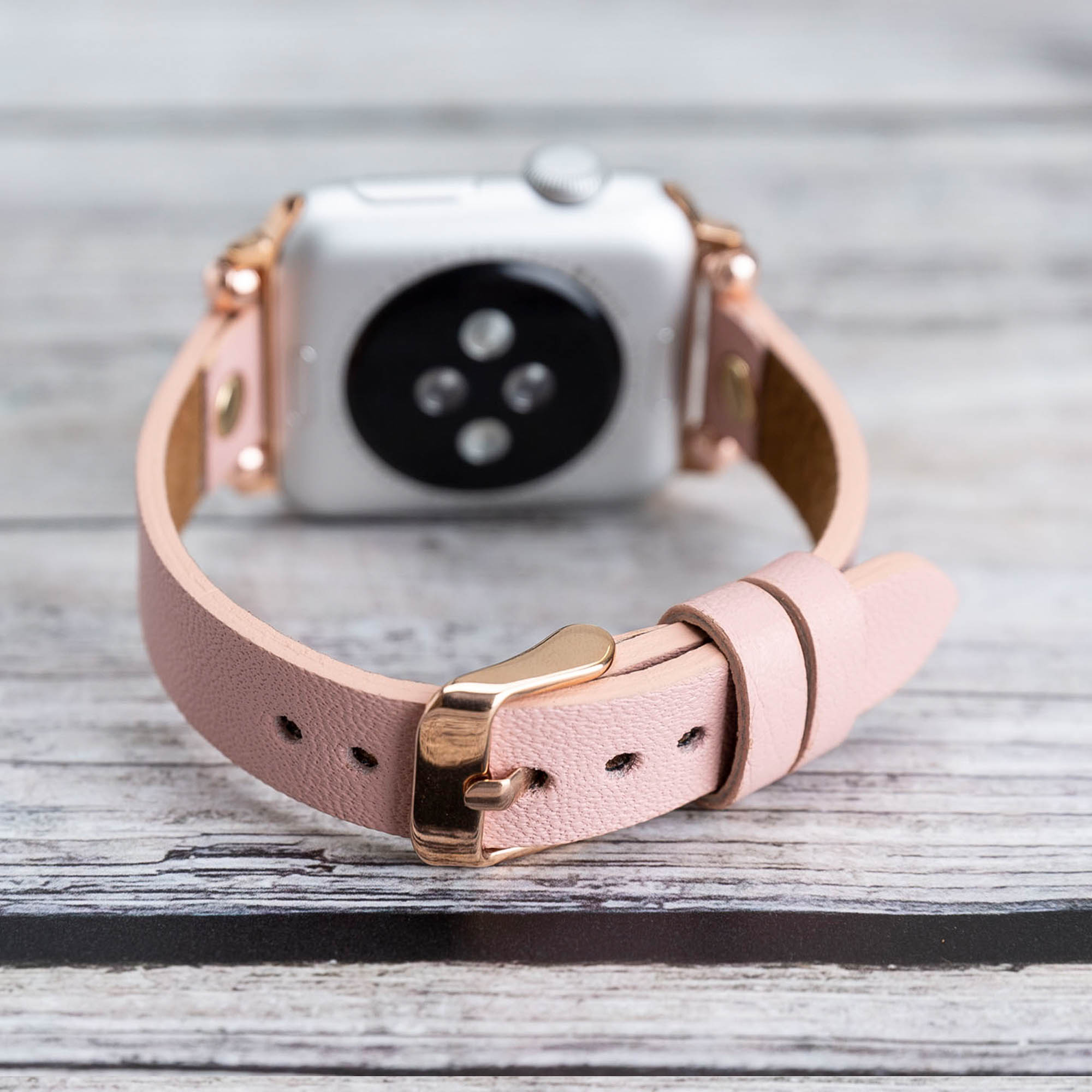 Ferro Strap - Full Grain Leather Band for Apple Watch - PINK - saracleather