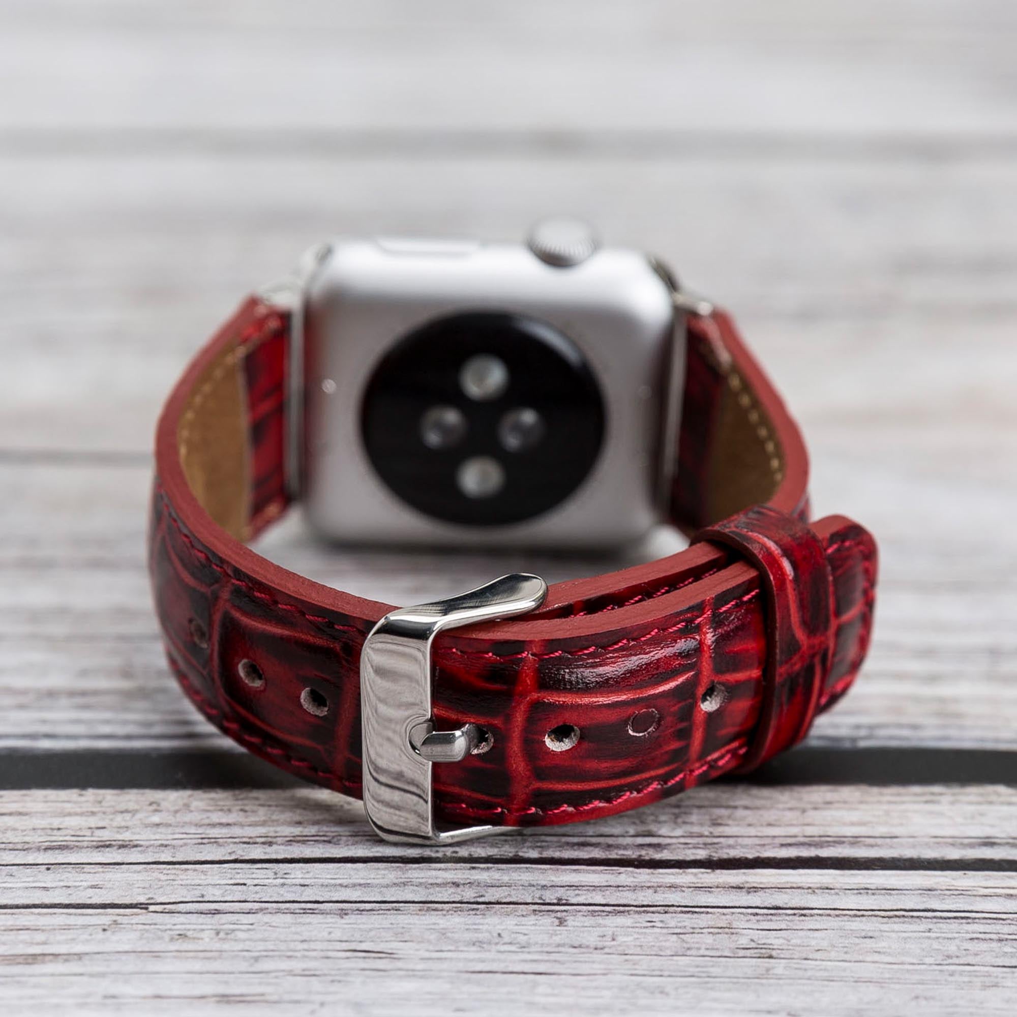 Full Grain Leather Band for Apple Watch - RED - saracleather