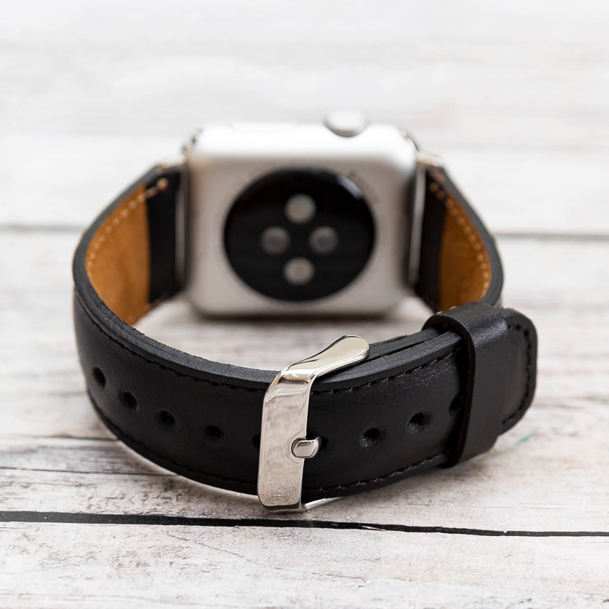 Full Grain Leather Band for Apple Watch - BLACK - saracleather