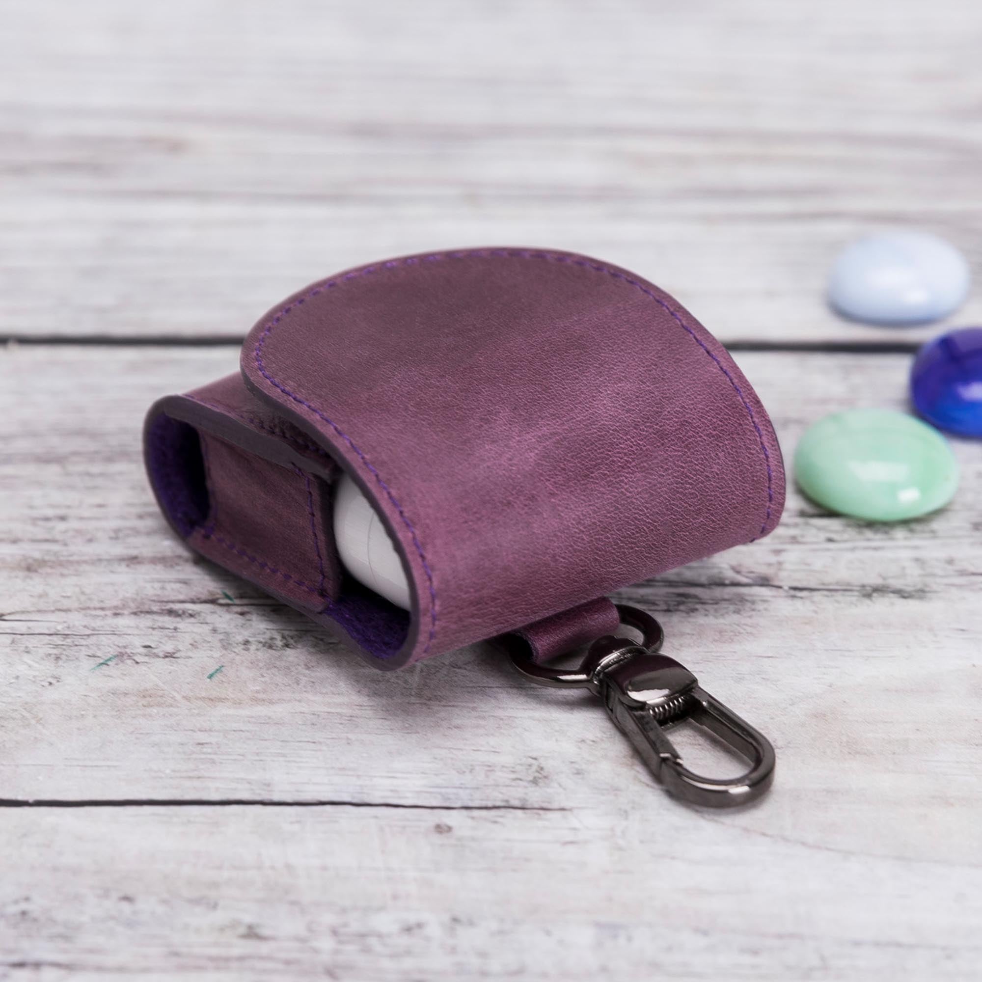 Mai Magnet Leather Case for AirPods 1 & 2 - PURPLE - saracleather