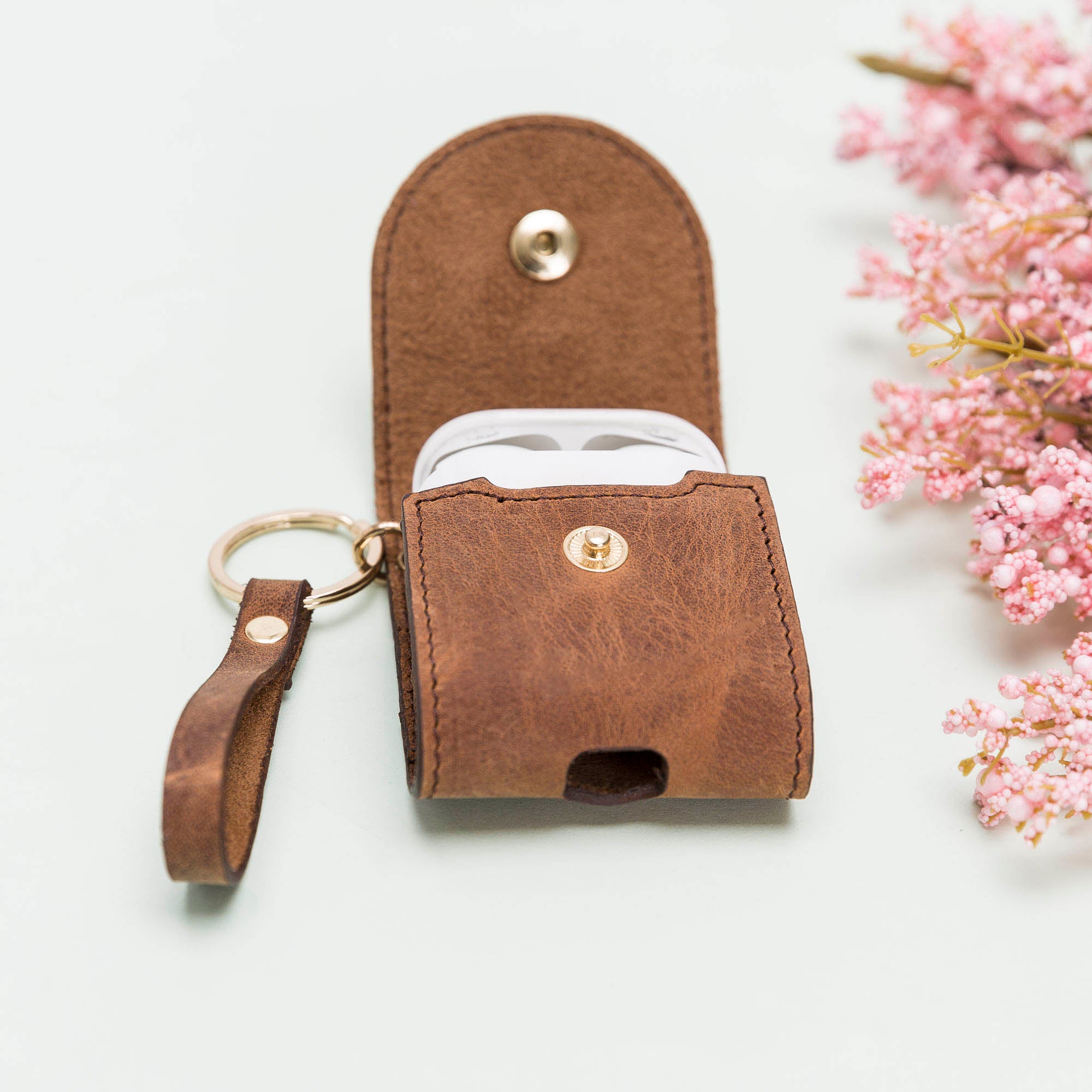 Mai Leather Case for AirPods 1 & 2 - BROWN - saracleather