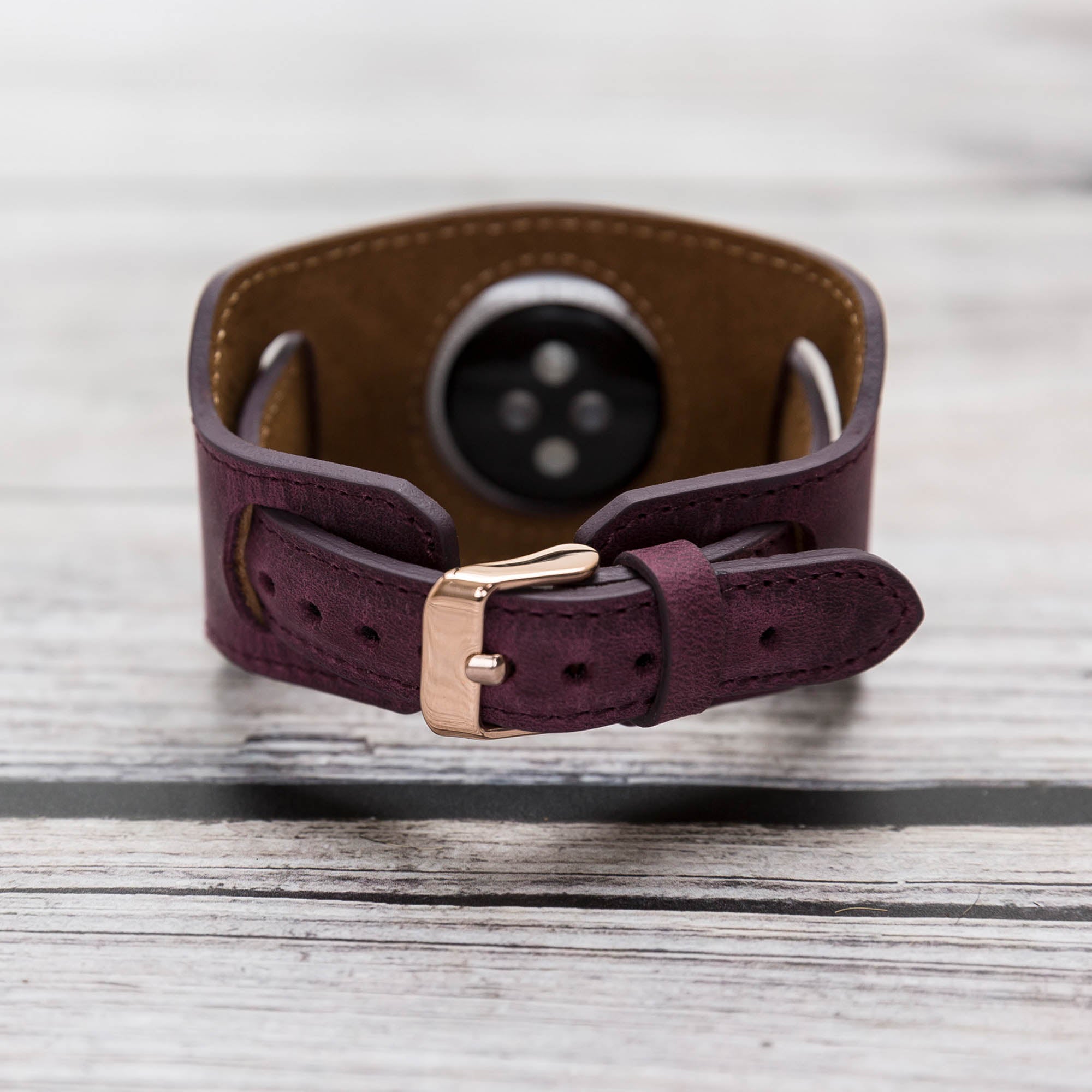 Cuff Slim Strap: Full Grain Leather Band for Apple Watch 38mm / 40mm - PURPLE - saracleather