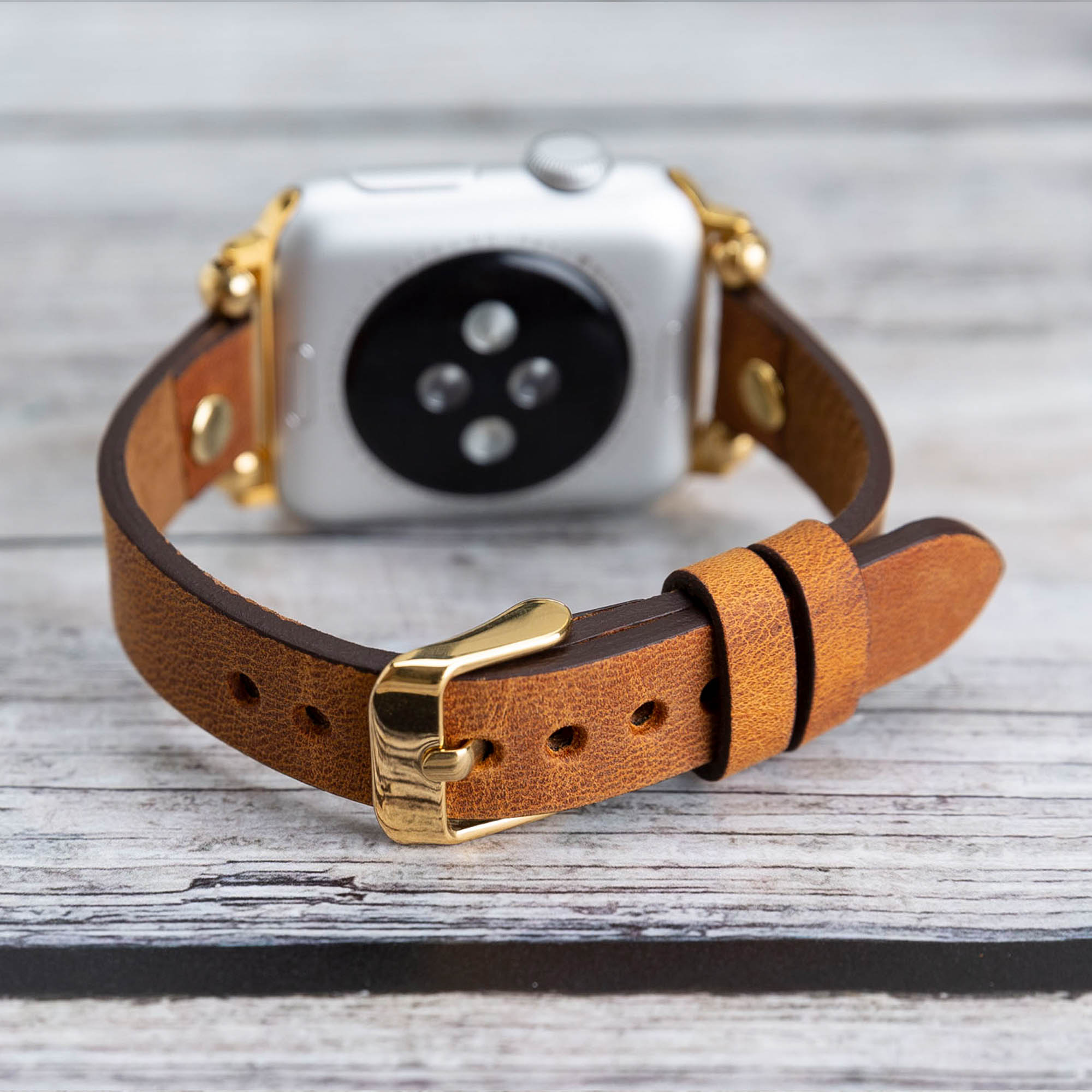 Ferro Strap - Full Grain Leather Band for Apple Watch - TAN - saracleather