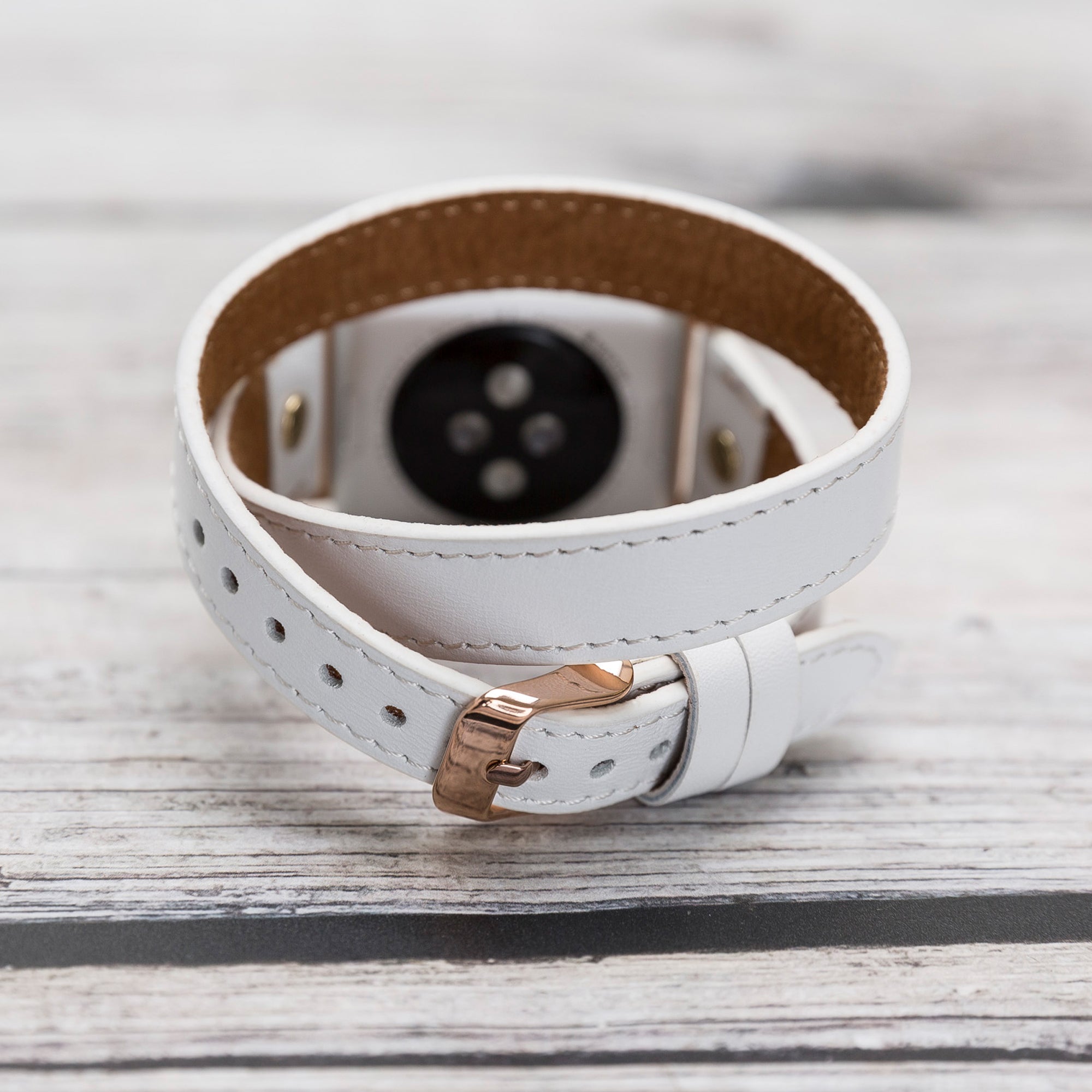 Slim Double Tour Strap: Full Grain Leather Band for Apple Watch 38mm / 40mm - WHITE - saracleather