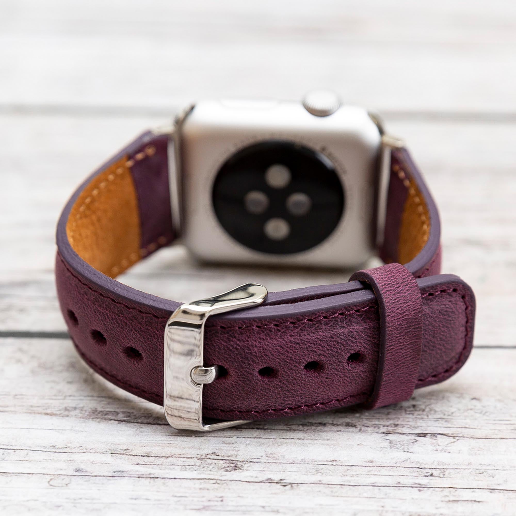 Full Grain Leather Band for Apple Watch - PURPLE - saracleather