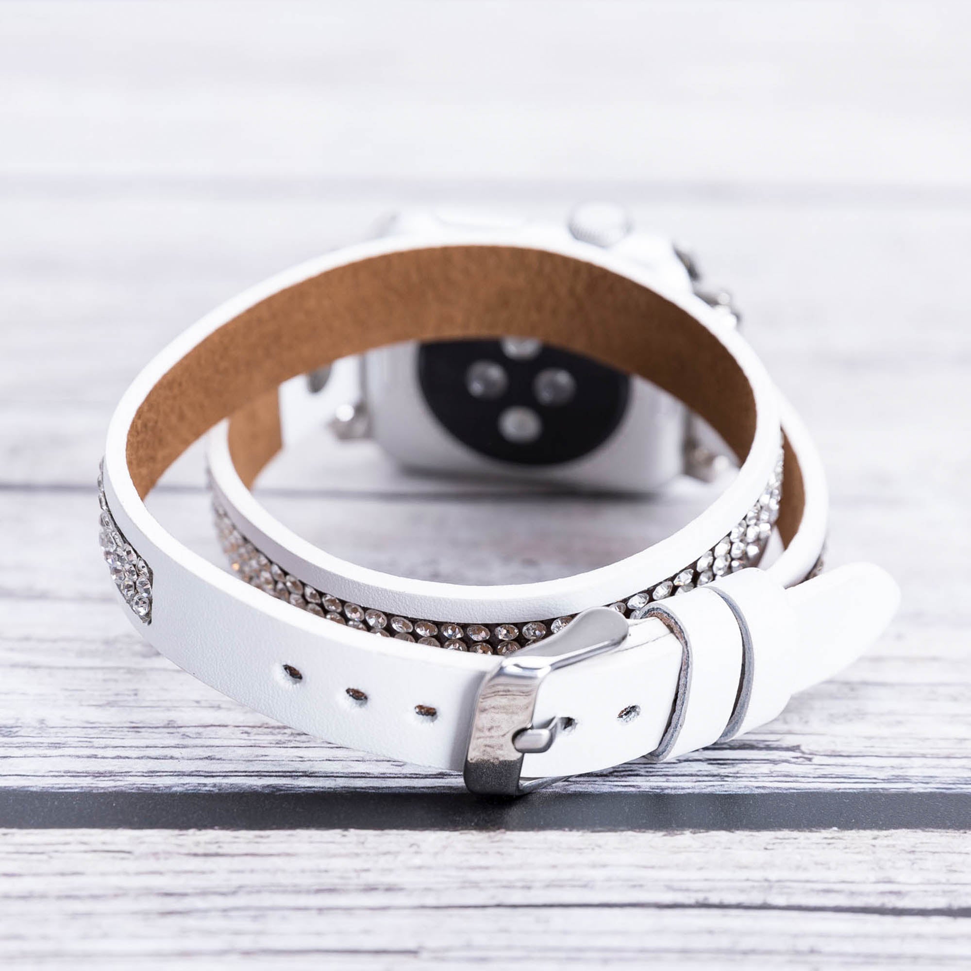 Ferro Double Tour Strap: Full Grain Leather Band for Apple Watch - WHITE - saracleather