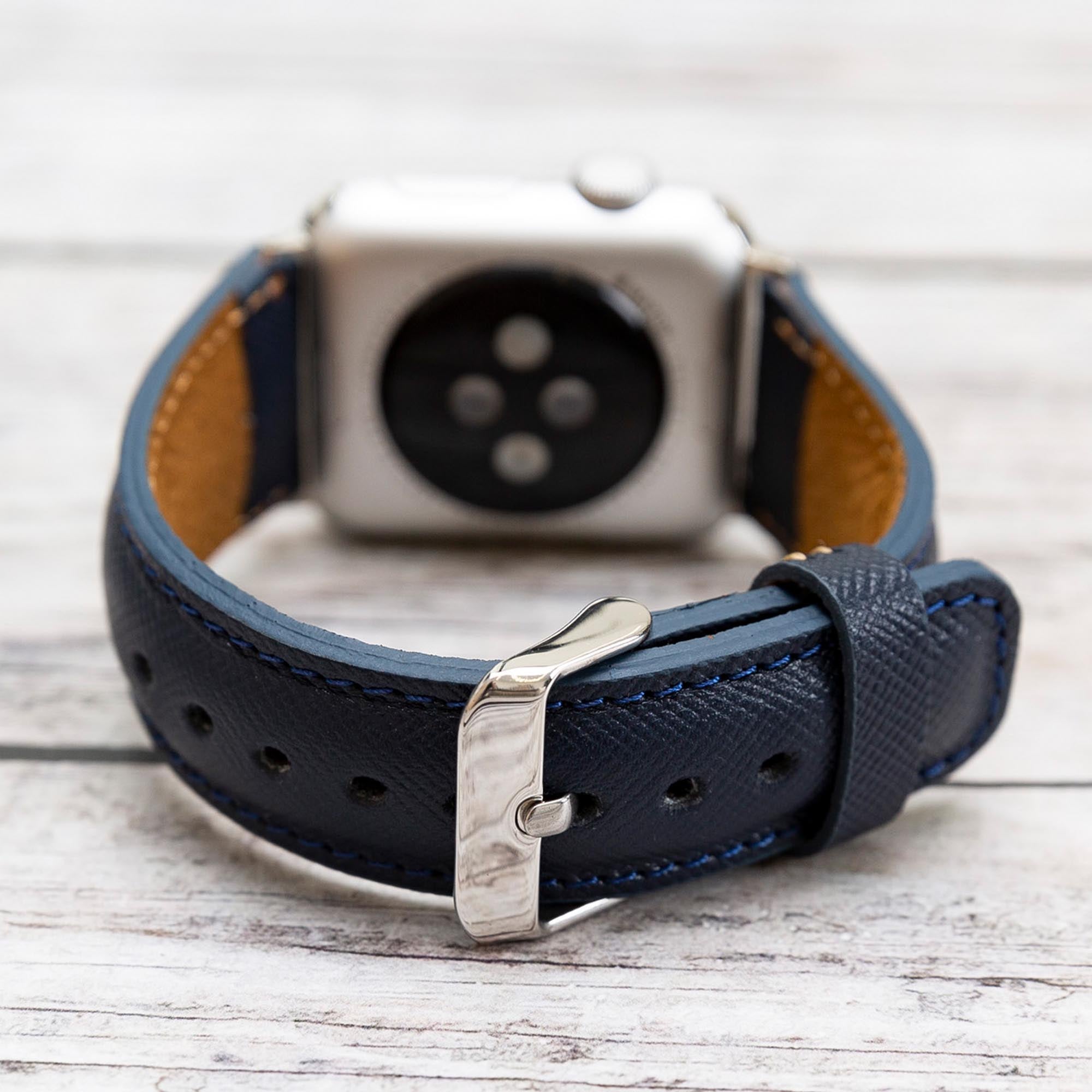 Full Grain Leather Band for Apple Watch - NAVY BLUE - saracleather