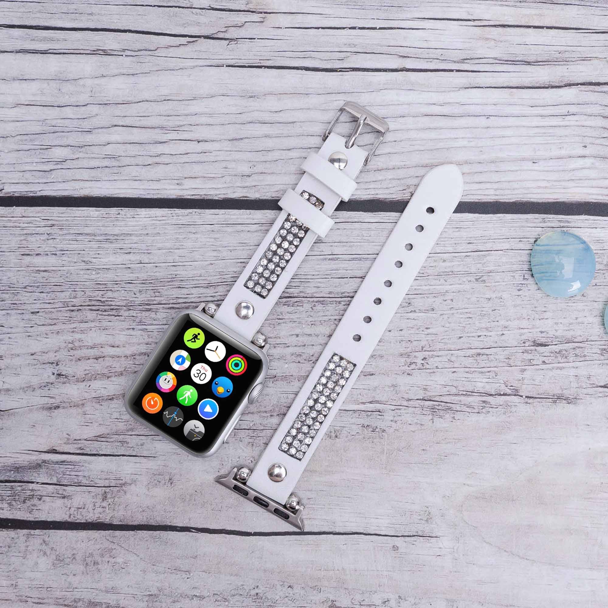 Ferro Stony Strap - Full Grain Leather Band for Apple Watch - WHITE - saracleather