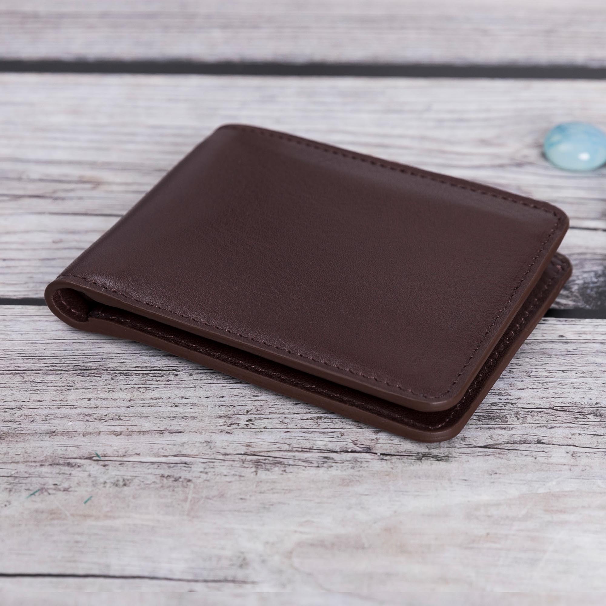 Pier Leather Men's Bifold Wallet - DARK BROWN - saracleather