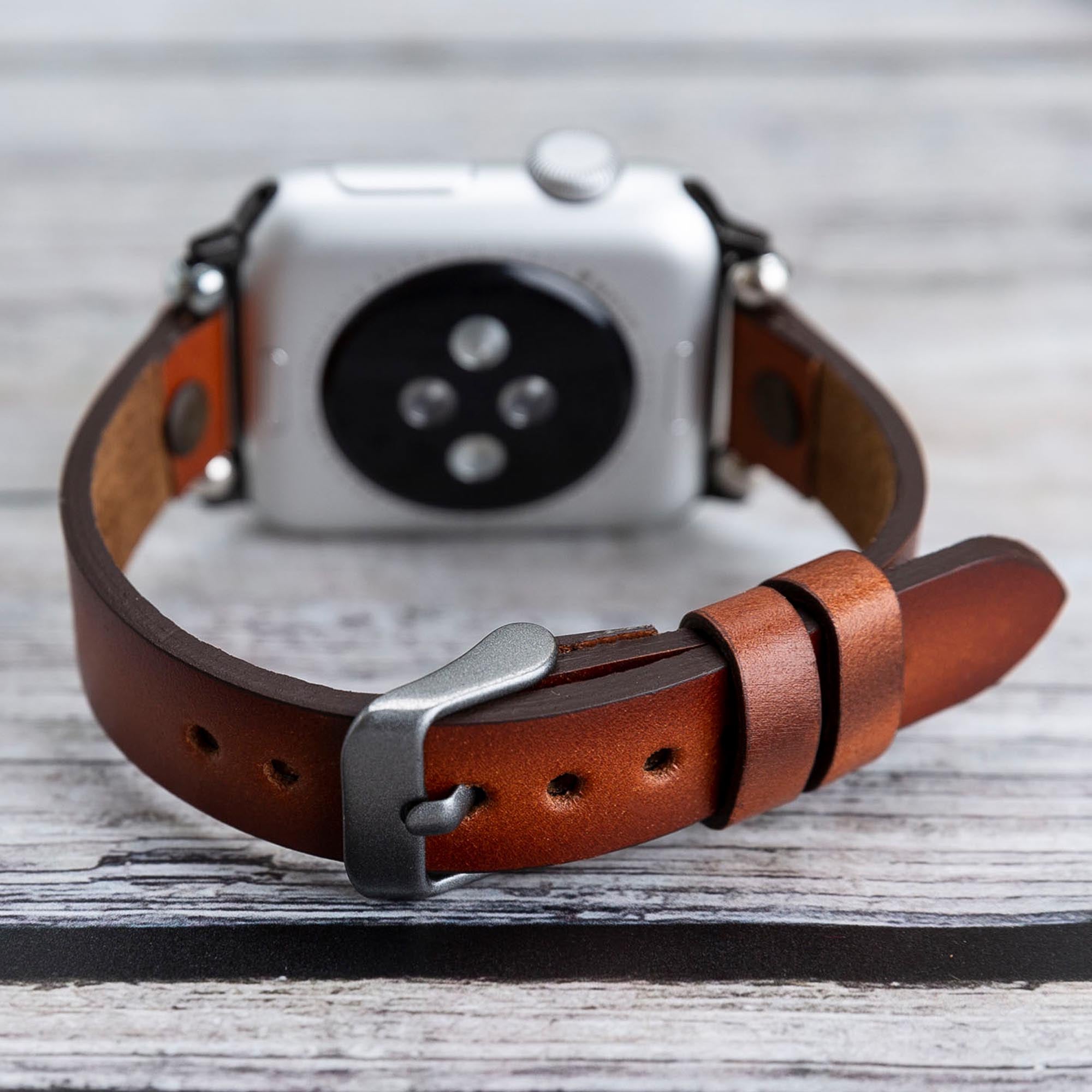 Ferro Strap - Full Grain Leather Band for Apple Watch - EFFECT BROWN - saracleather