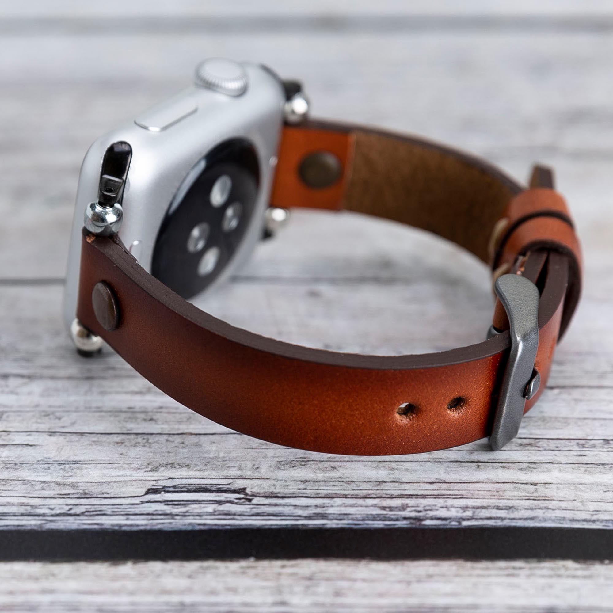 Ferro Strap - Full Grain Leather Band for Apple Watch - EFFECT BROWN - saracleather