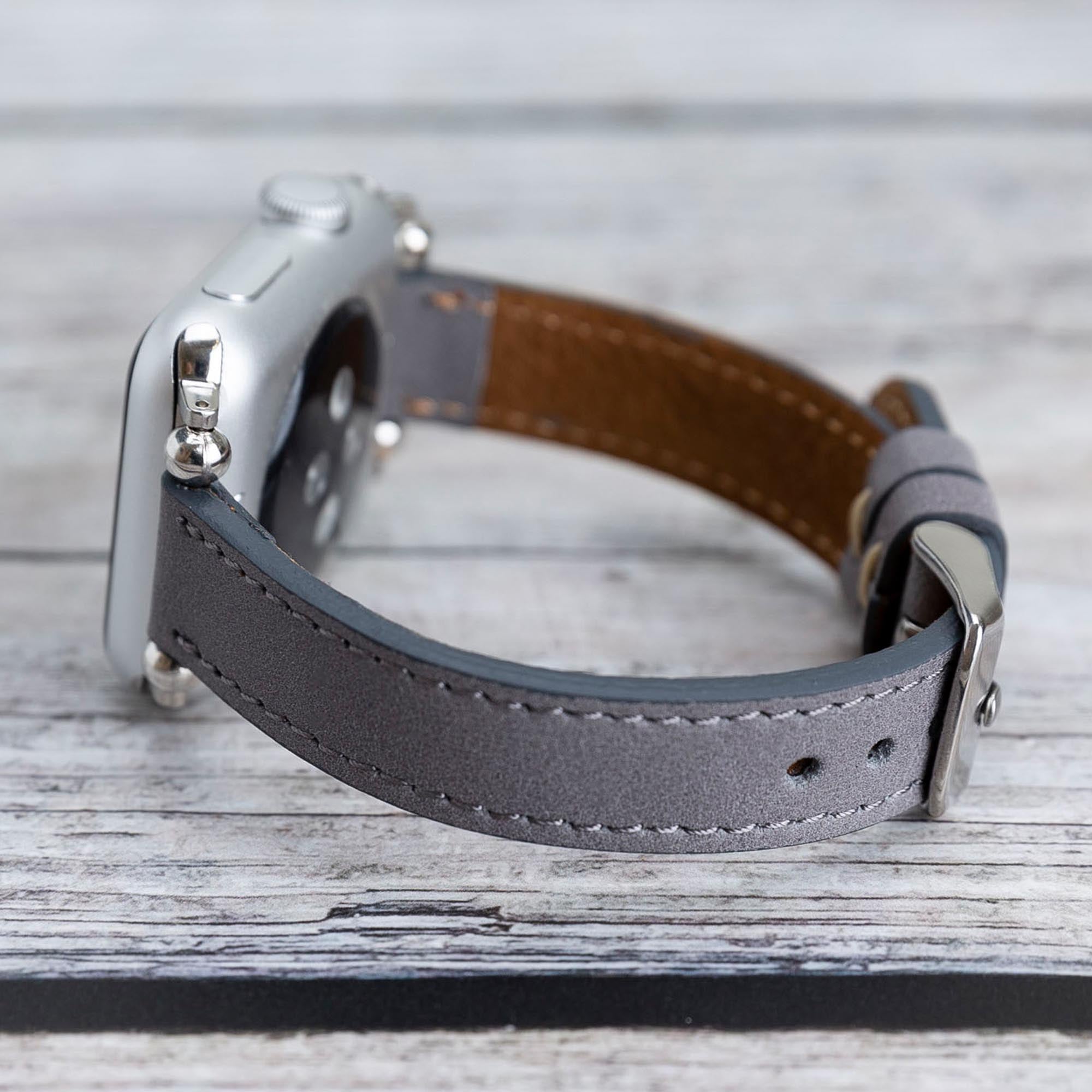 Ferro Strap - Full Grain Leather Band for Apple Watch - GRAY - saracleather