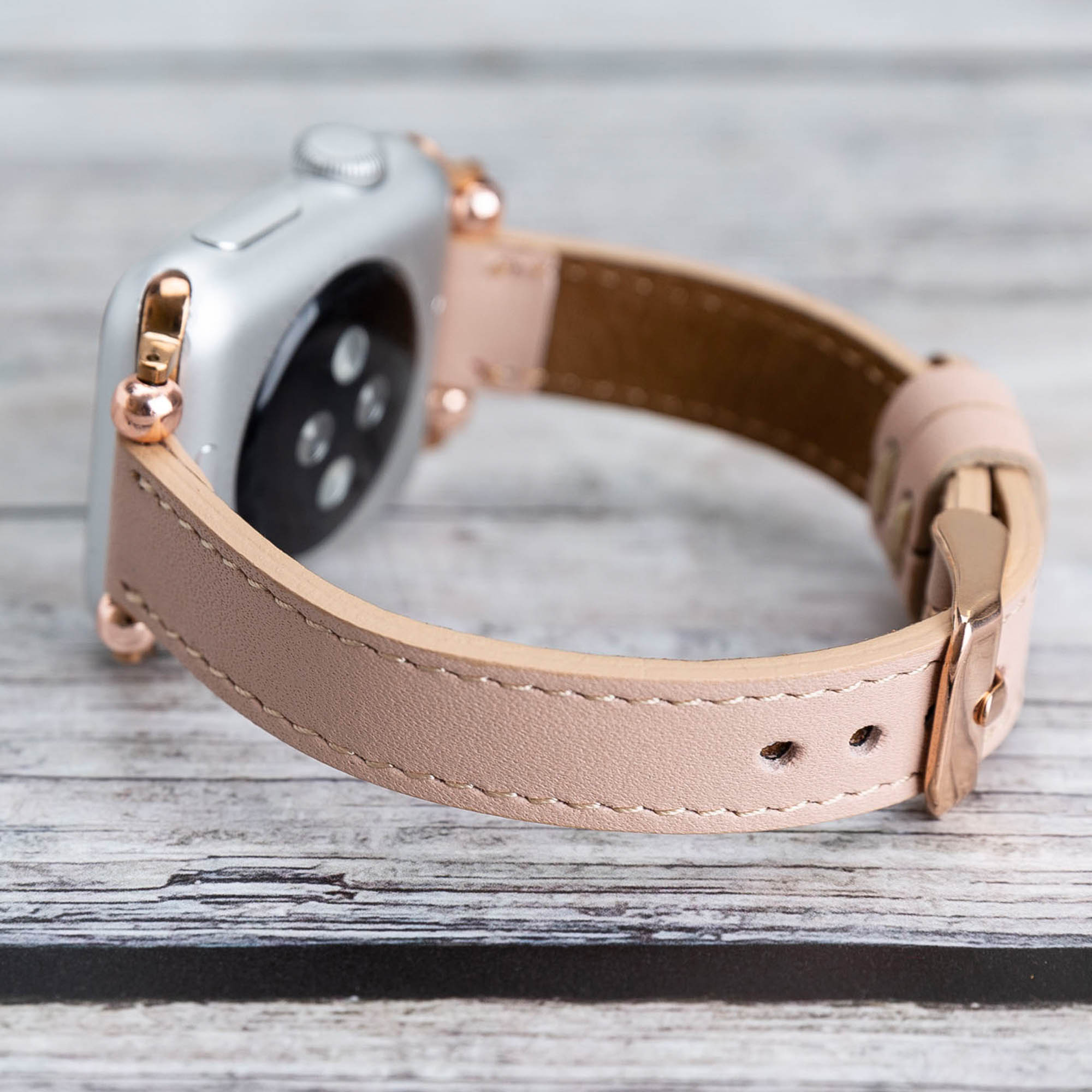 Ferro Strap - Full Grain Leather Band for Apple Watch - PINK - saracleather