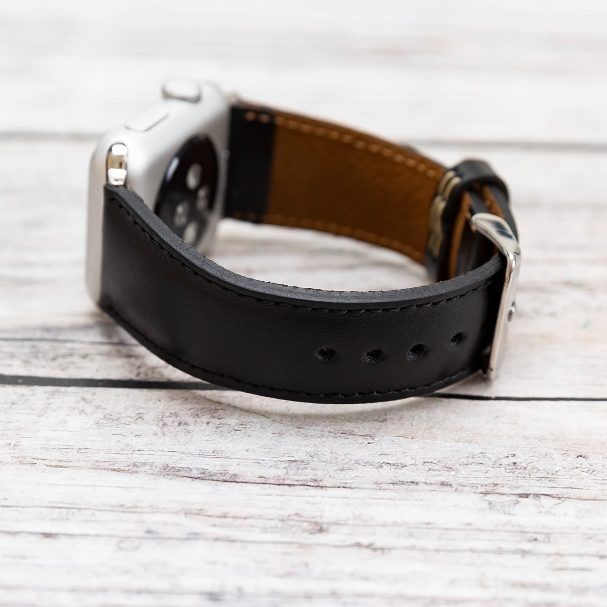 Full Grain Leather Band for Apple Watch - BLACK - saracleather