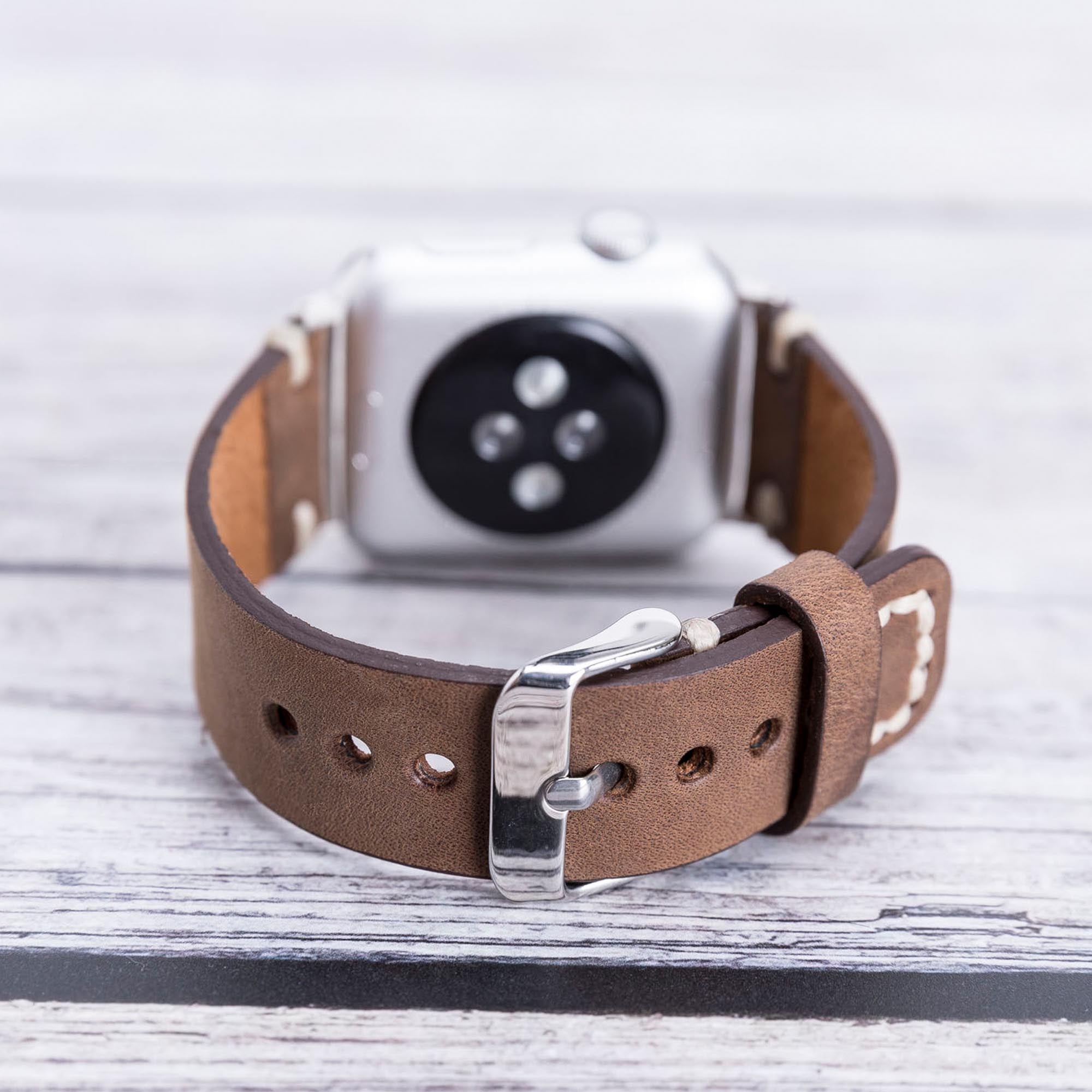 Full Grain Leather Band for Apple Watch - BROWN - saracleather