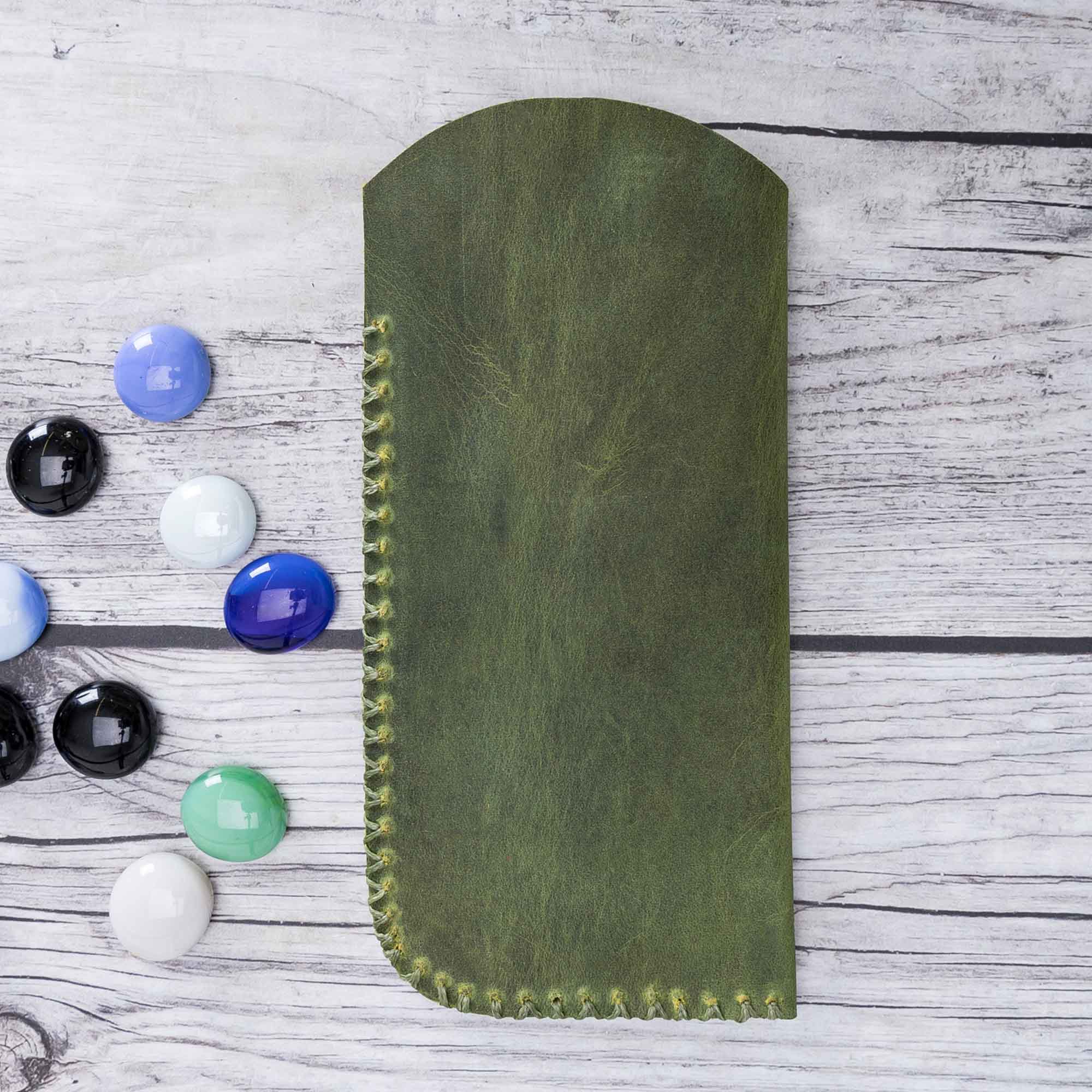 Leather Case For Glasses - GREEN - saracleather