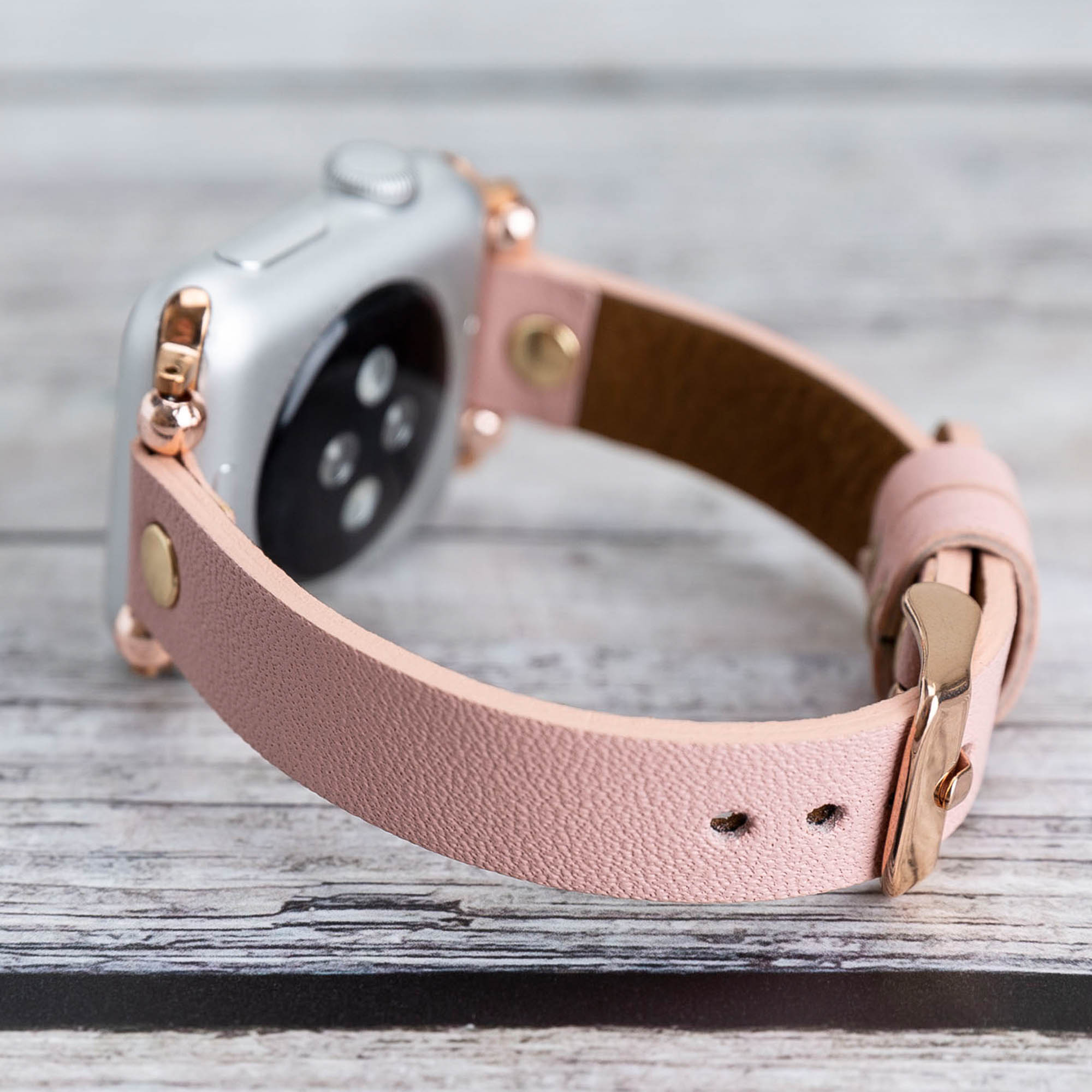 Ferro Strap - Full Grain Leather Band for Apple Watch - PINK - saracleather