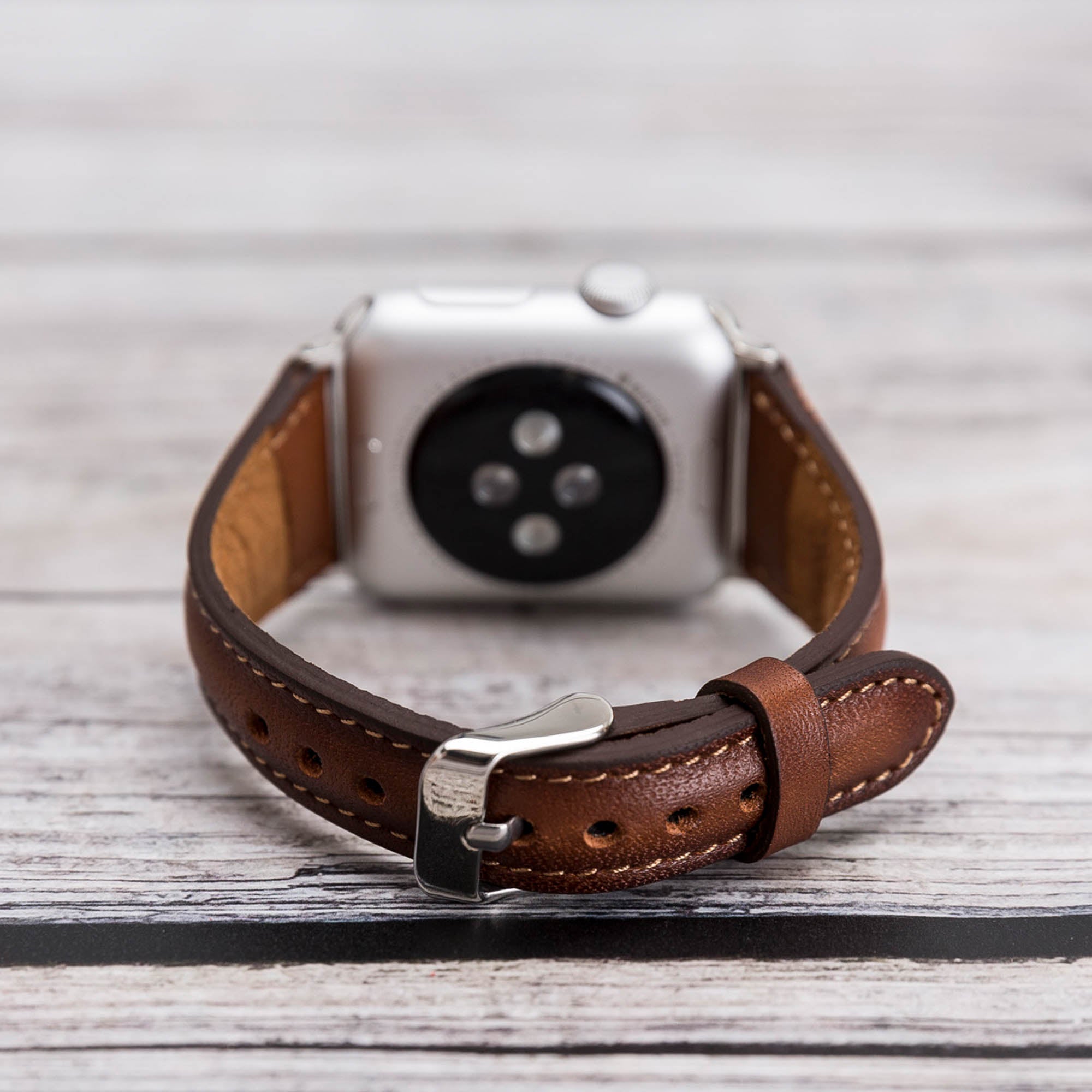 Slim Strap - Full Grain Leather Band for Apple Watch 38mm / 40mm - EFFECT BROWN - saracleather