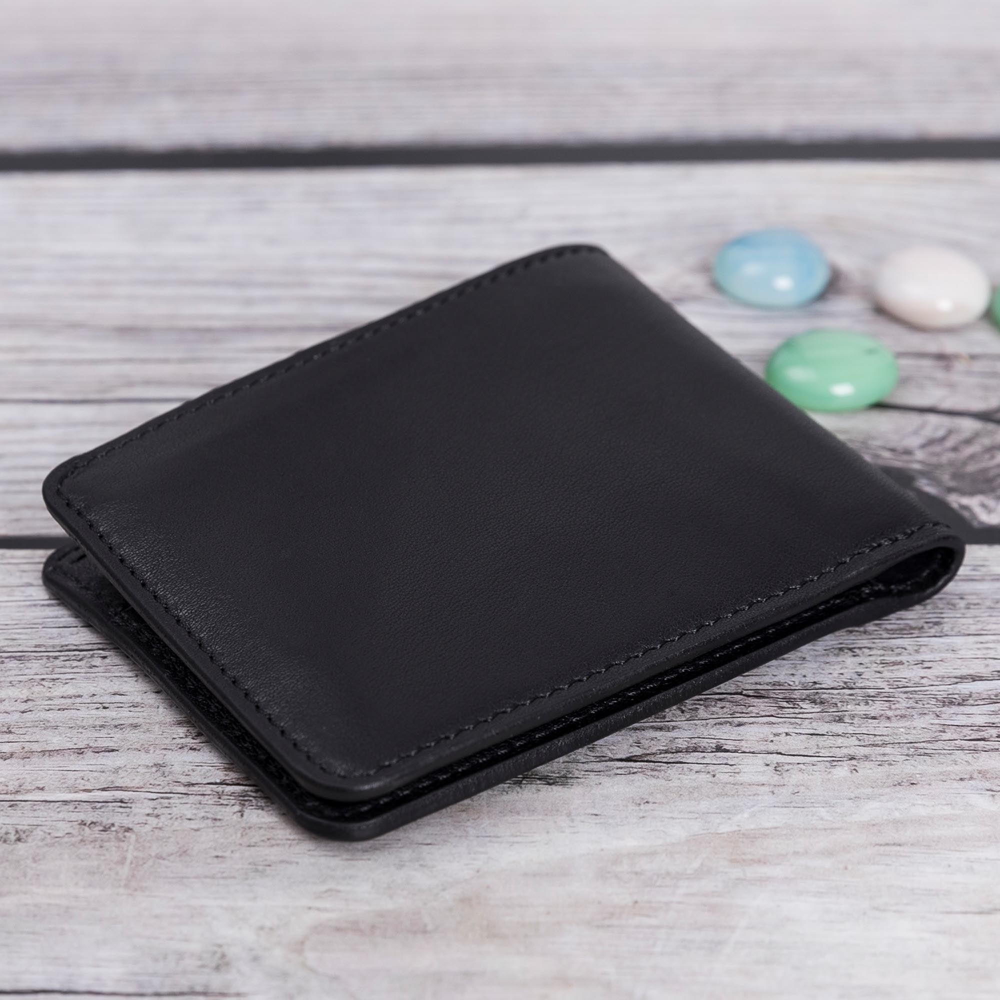 Pier Leather Men's Bifold Wallet - BLACK - saracleather