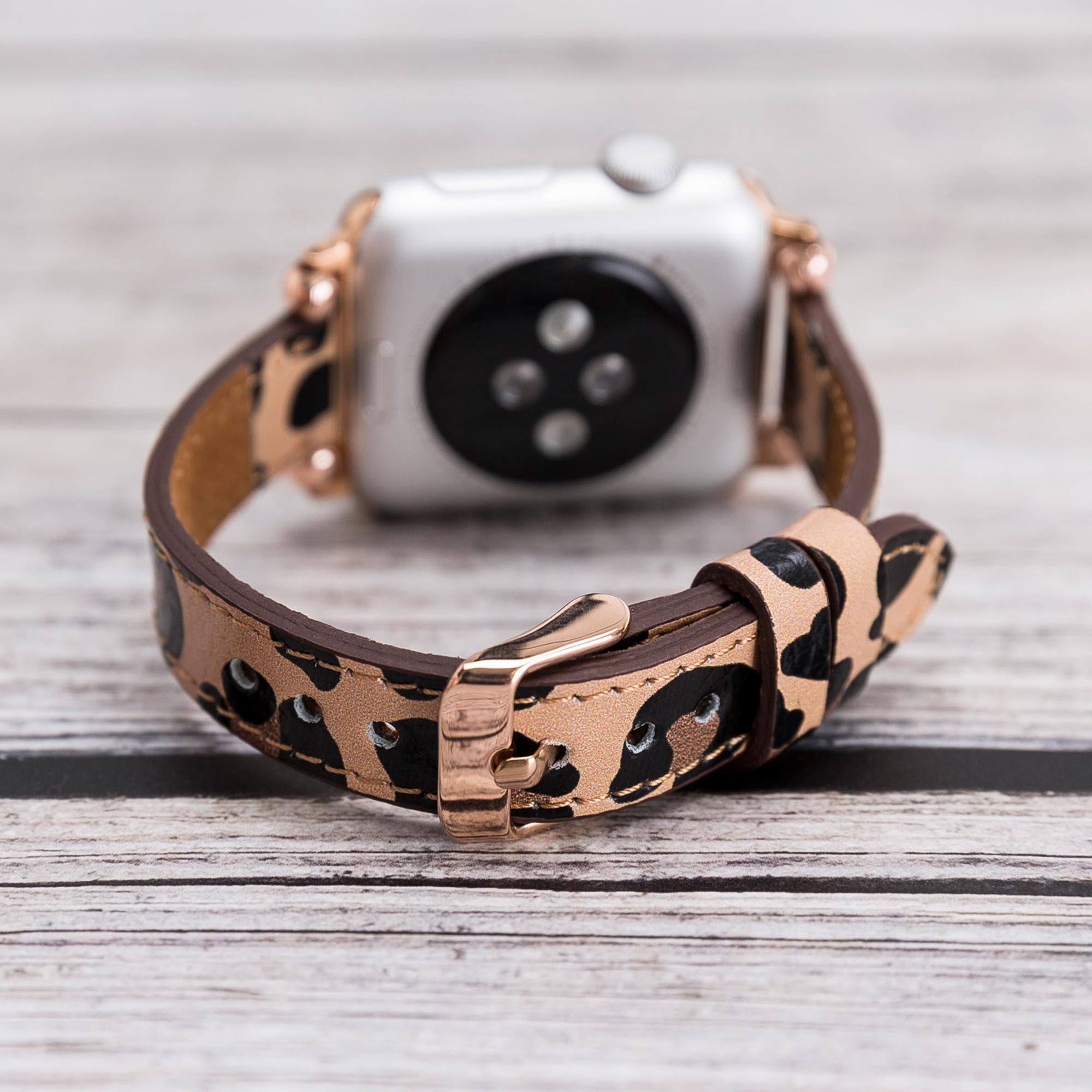 Ferro Strap - Full Grain Leather Band for Apple Watch - LEOPARD PATTERNED - saracleather