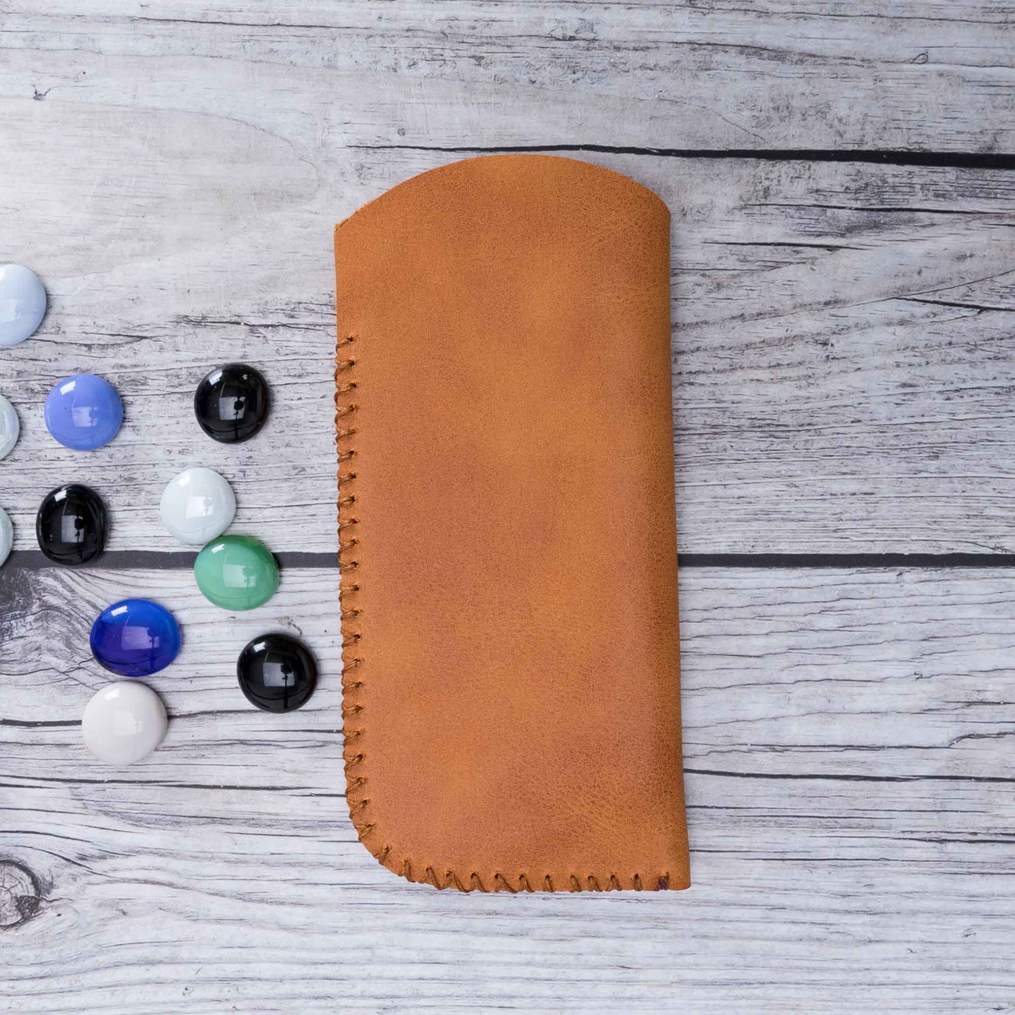 Leather Case For Glasses - TAN - saracleather