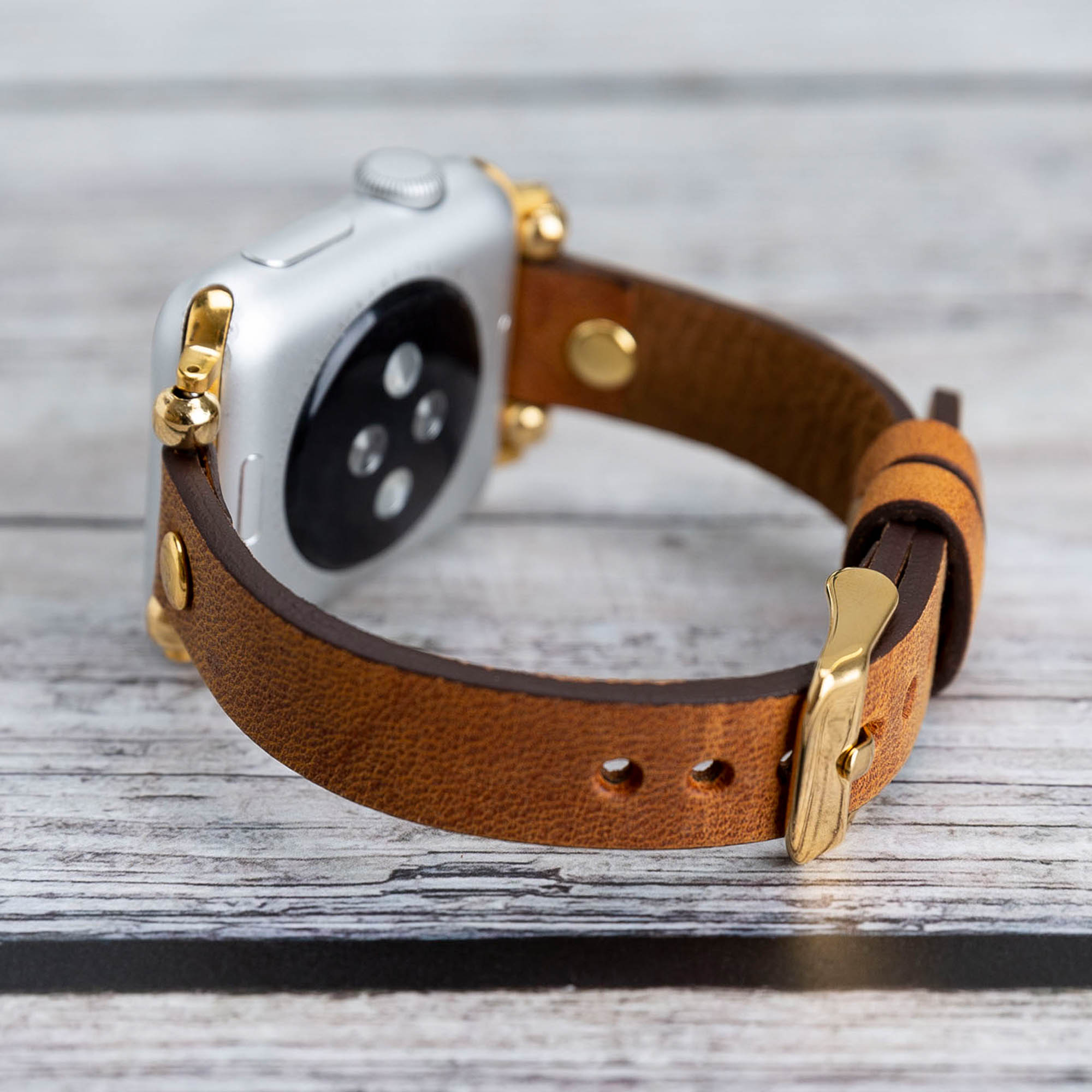 Ferro Strap - Full Grain Leather Band for Apple Watch - TAN - saracleather