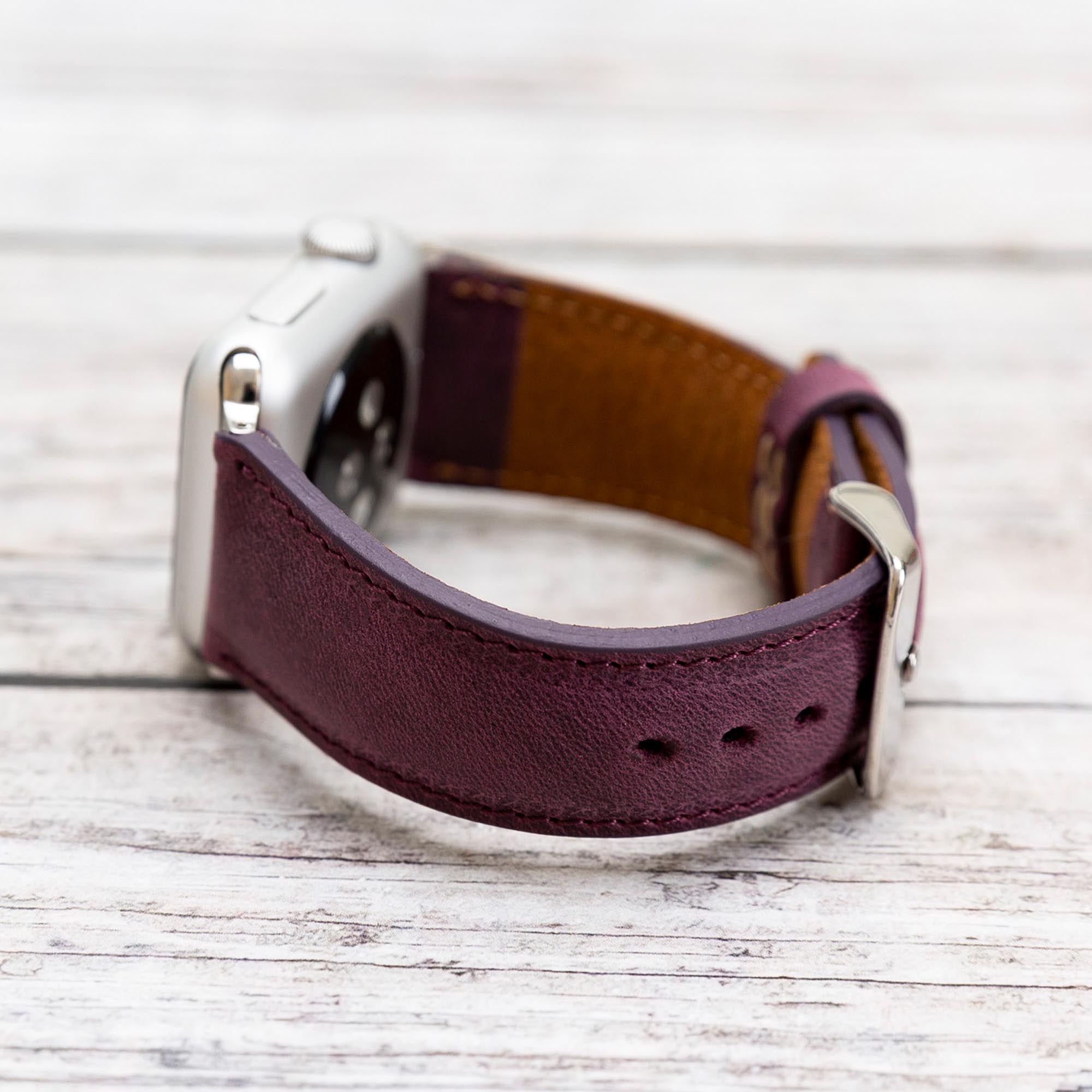 Full Grain Leather Band for Apple Watch - PURPLE - saracleather