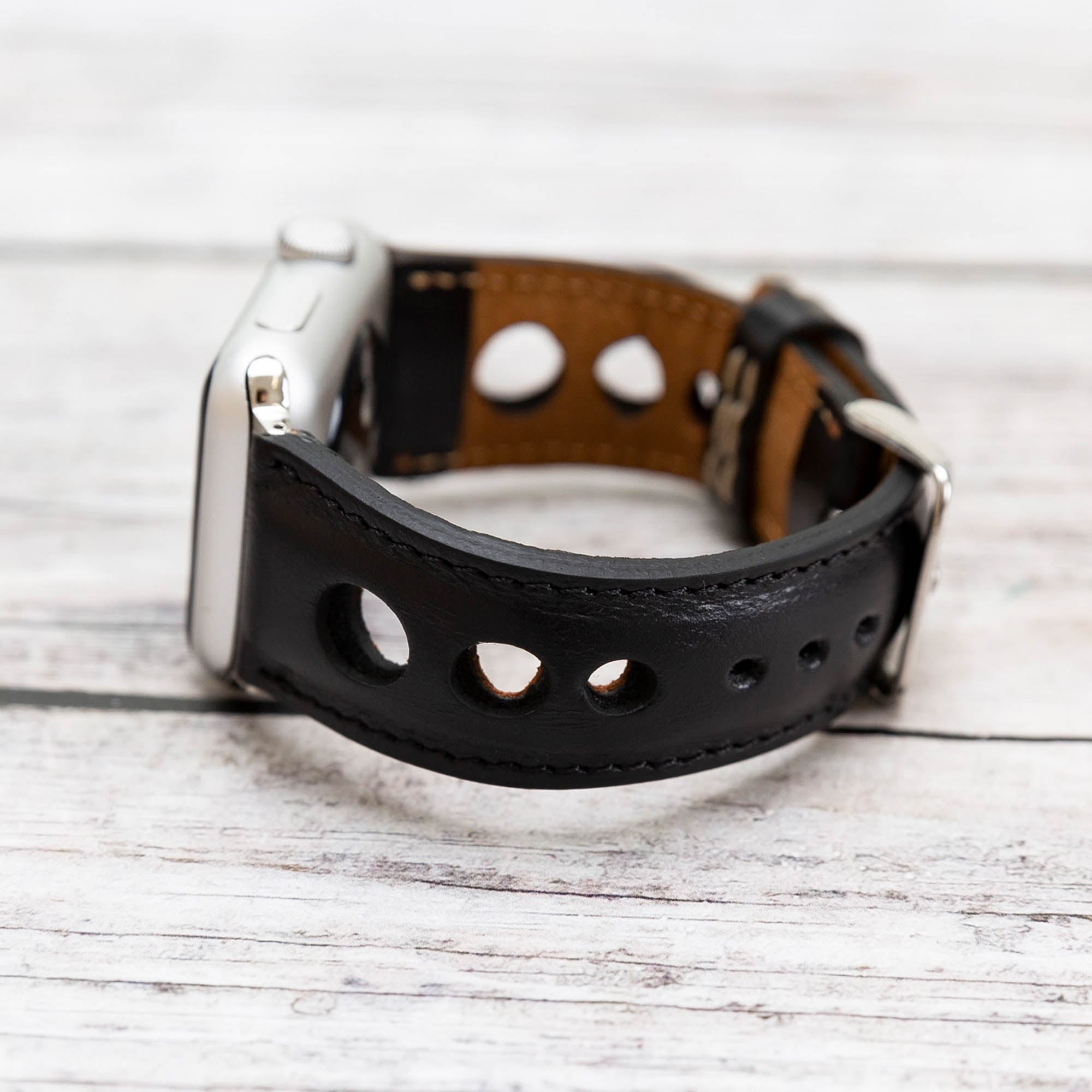 Holo Strap: Full Grain Leather Band for Apple Watch 38mm / 40mm - BLACK - saracleather