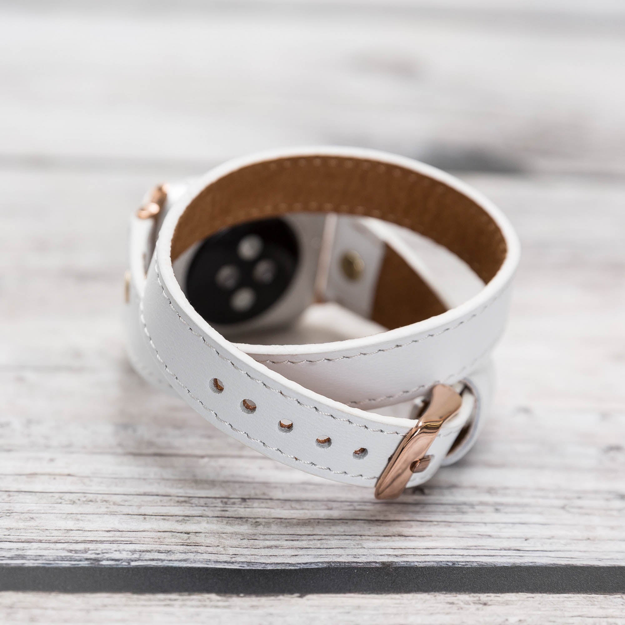 Slim Double Tour Strap: Full Grain Leather Band for Apple Watch 38mm / 40mm - WHITE - saracleather