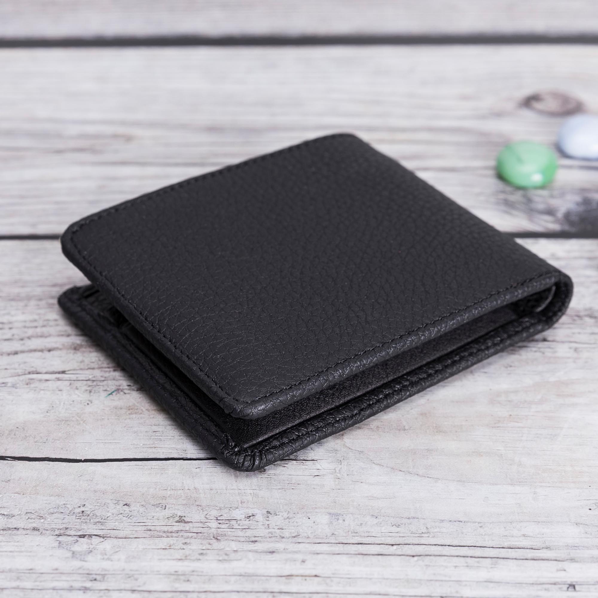 Pier Leather Men's Bifold Wallet - BLACK - saracleather