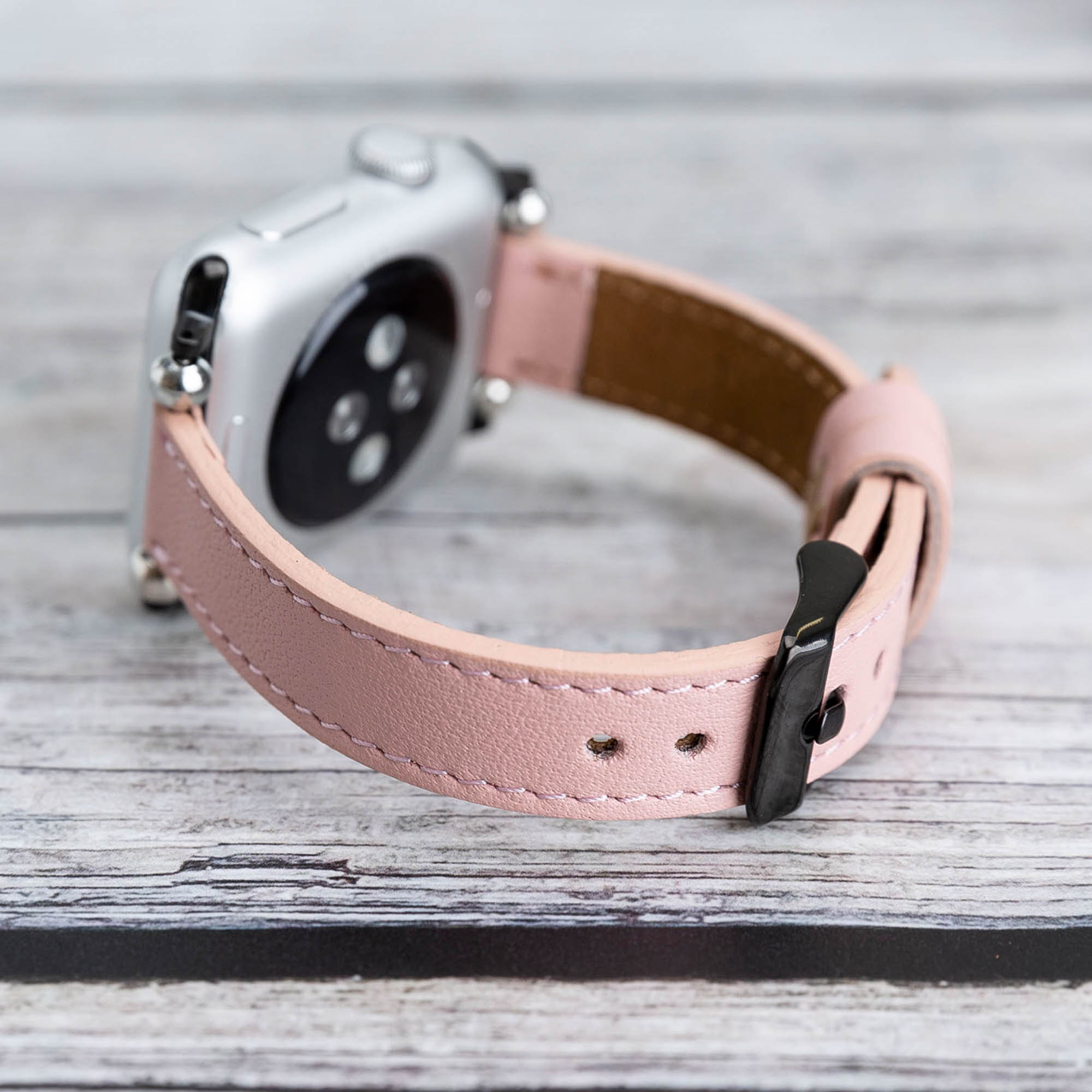 Ferro Strap - Full Grain Leather Band for Apple Watch - PINK - saracleather