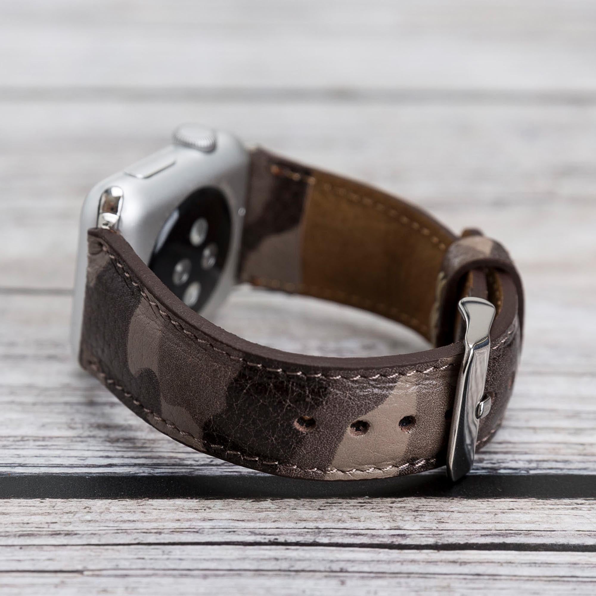 Full Grain Leather Band for Apple Watch - CAMOUFLAGE BROWN - saracleather