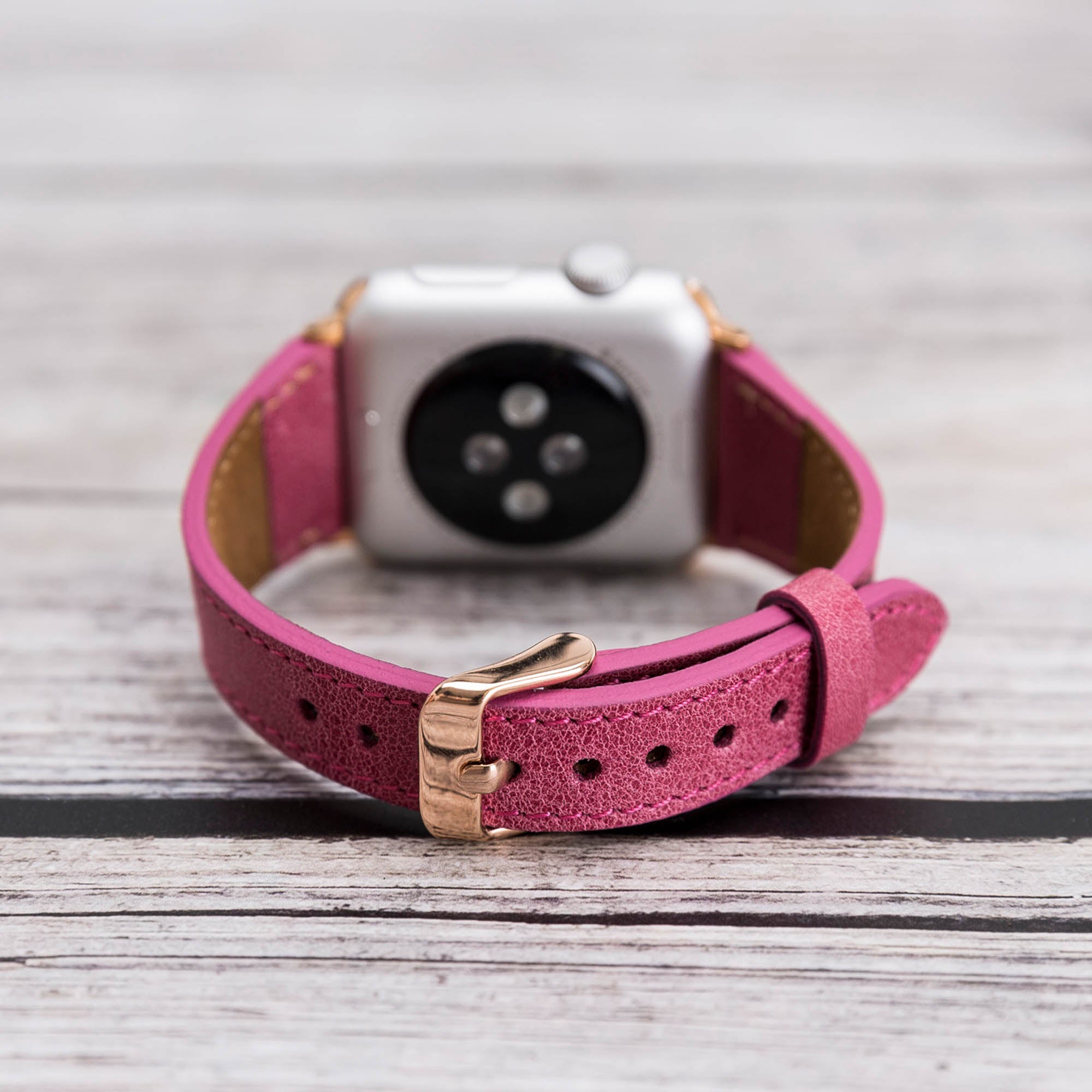 Slim Strap - Full Grain Leather Band for Apple Watch 38mm / 40mm - FUCHSIA - saracleather