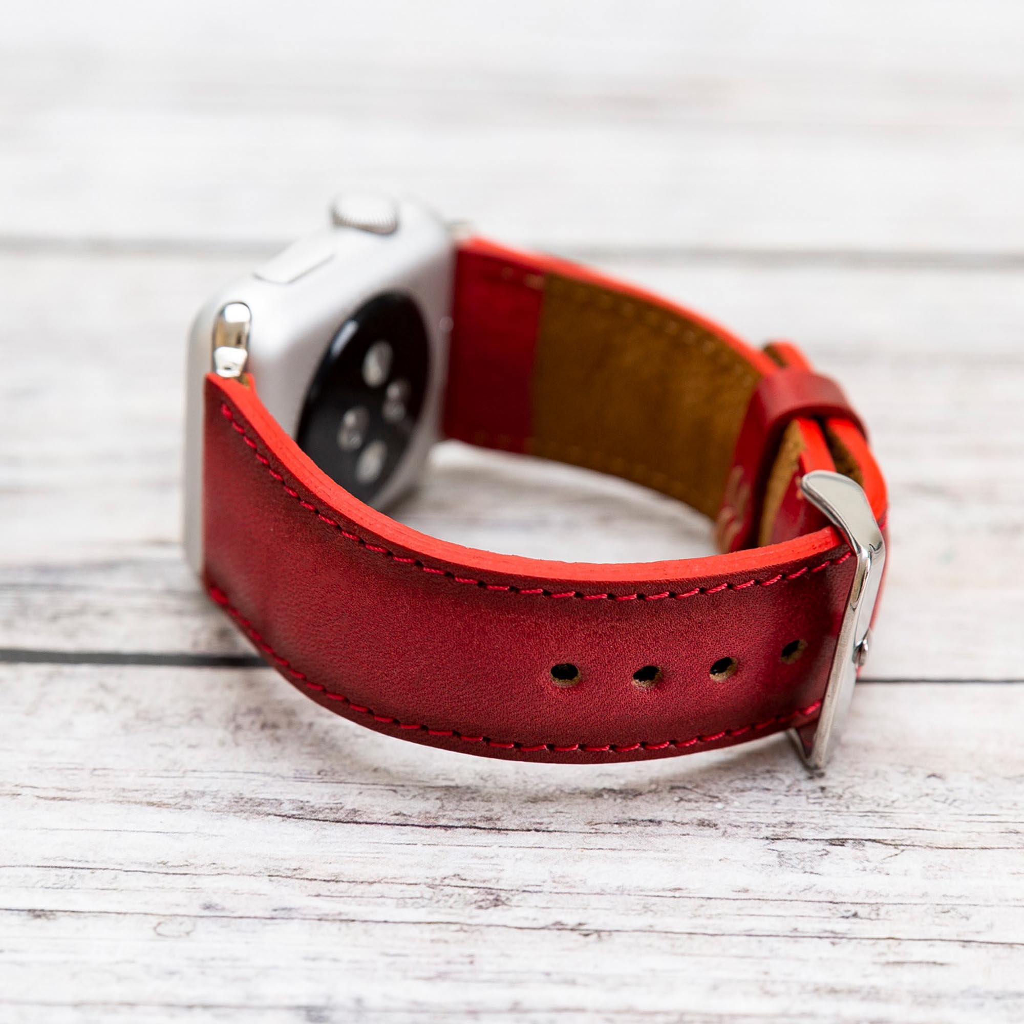 Full Grain Leather Band for Apple Watch - EFFECT RED - saracleather