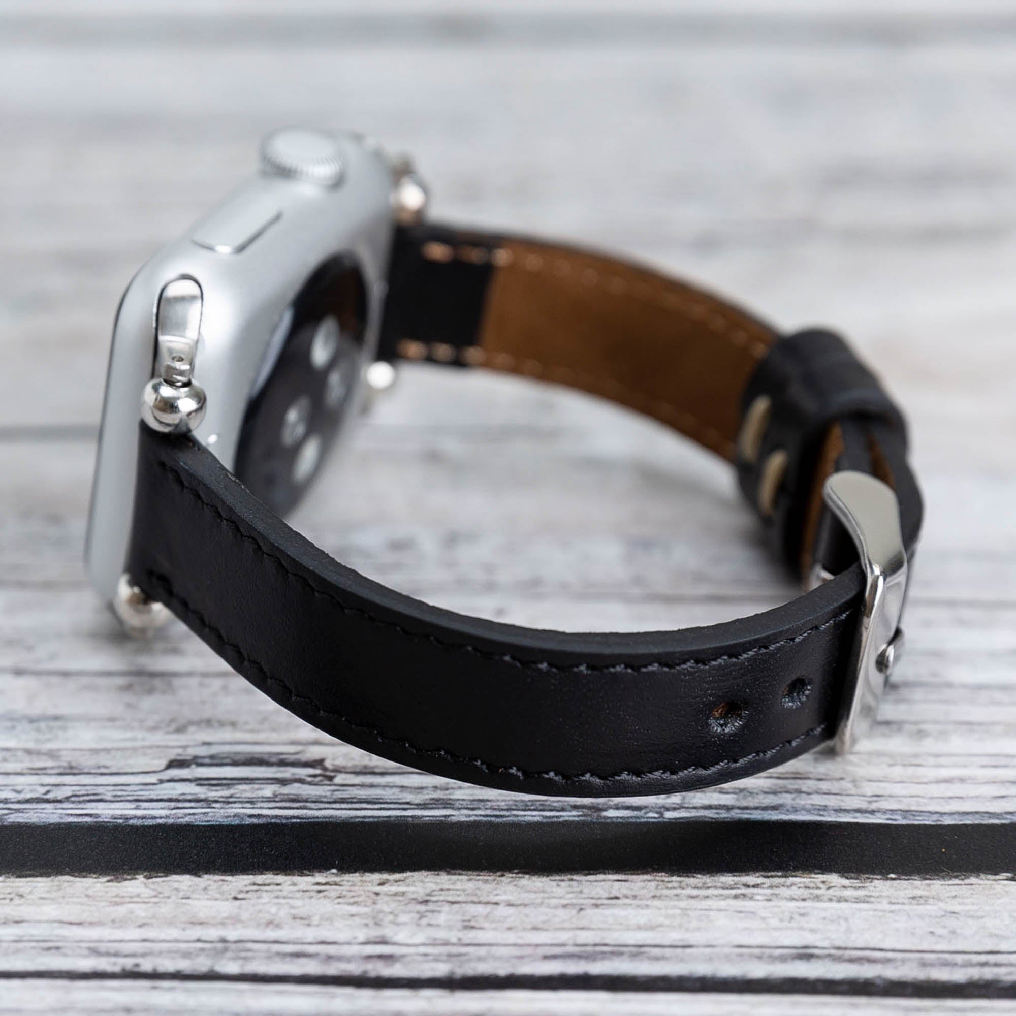 Ferro Strap - Full Grain Leather Band for Apple Watch - BLACK - saracleather