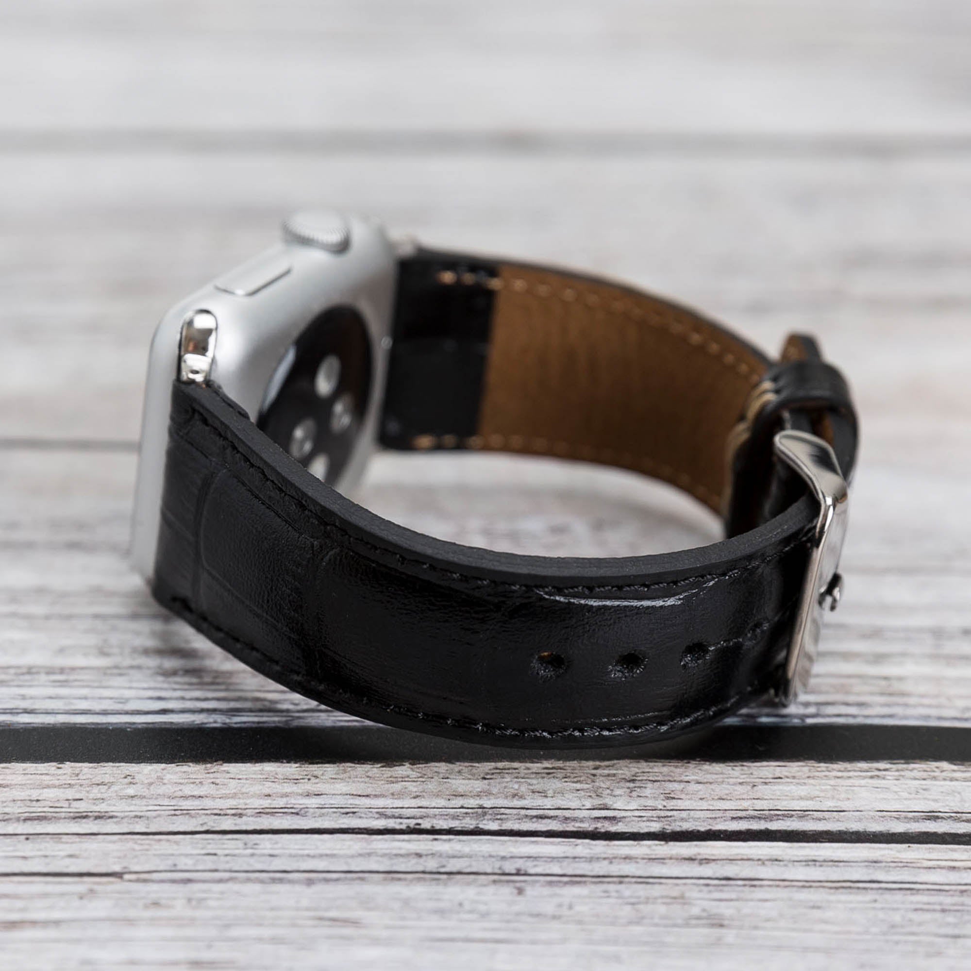 Full Grain Leather Band for Apple Watch - BLACK - saracleather