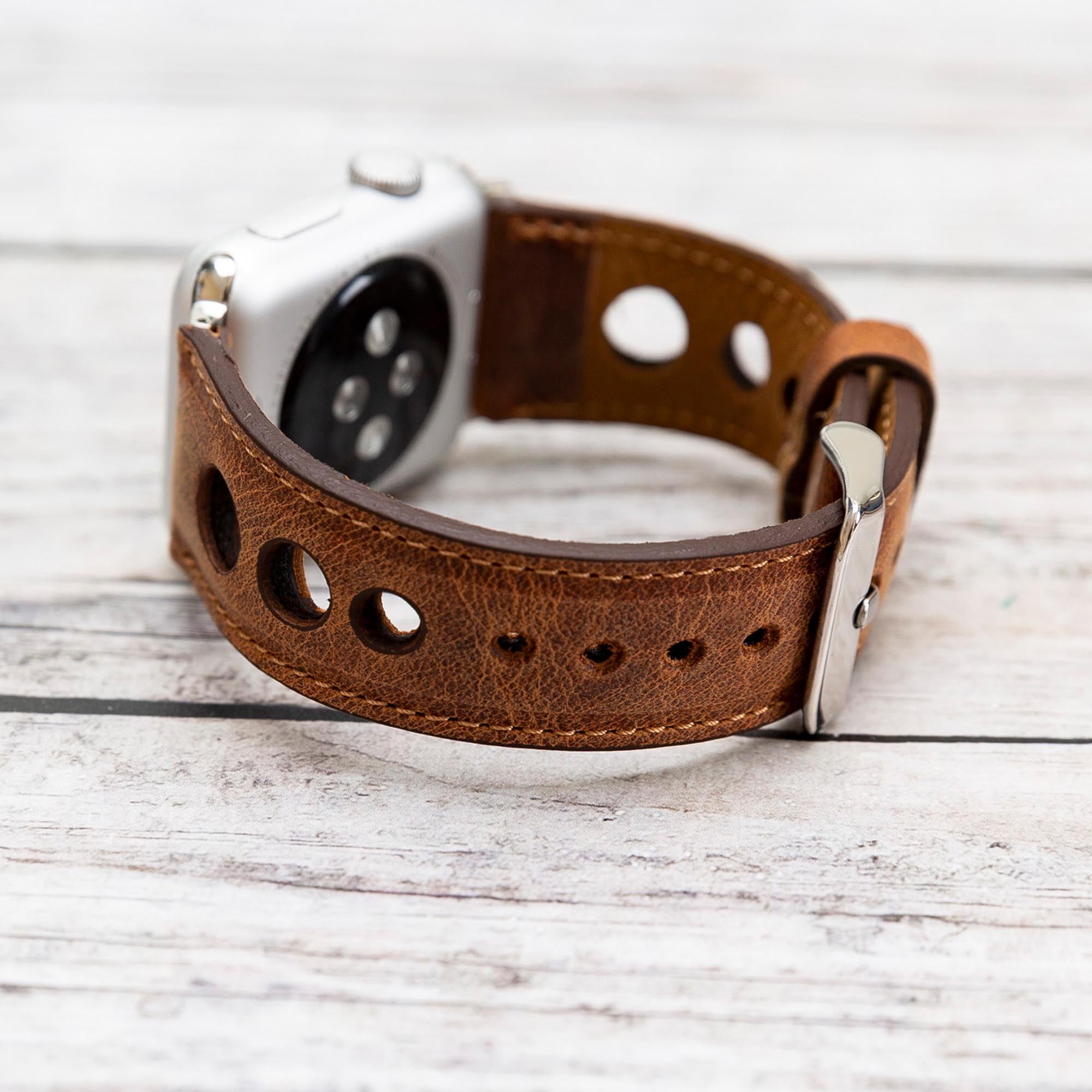 Holo Strap: Full Grain Leather Band for Apple Watch 38mm / 40mm - BROWN - saracleather