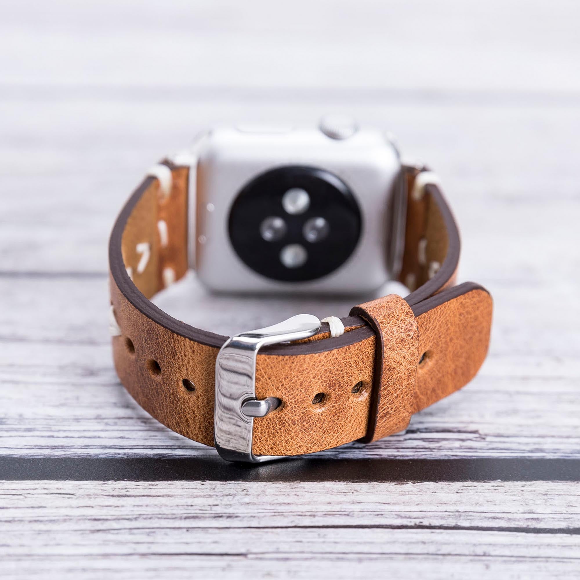 Full Grain Leather Band for Apple Watch - CAMEL - saracleather