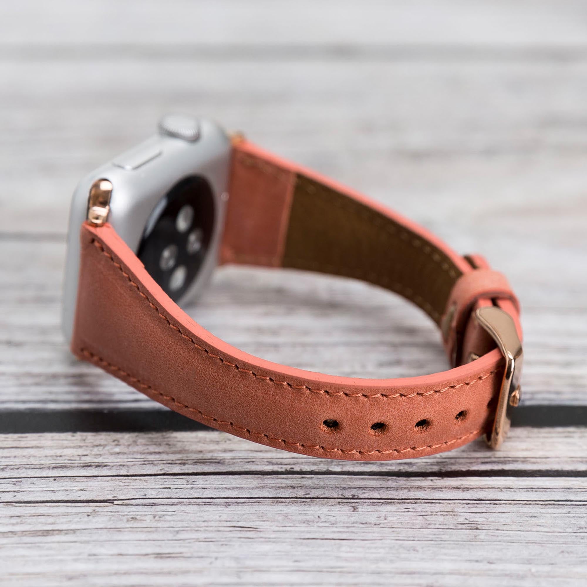 Slim Strap - Full Grain Leather Band for Apple Watch 38mm / 40mm - POMEGRANATE FLOWER - saracleather