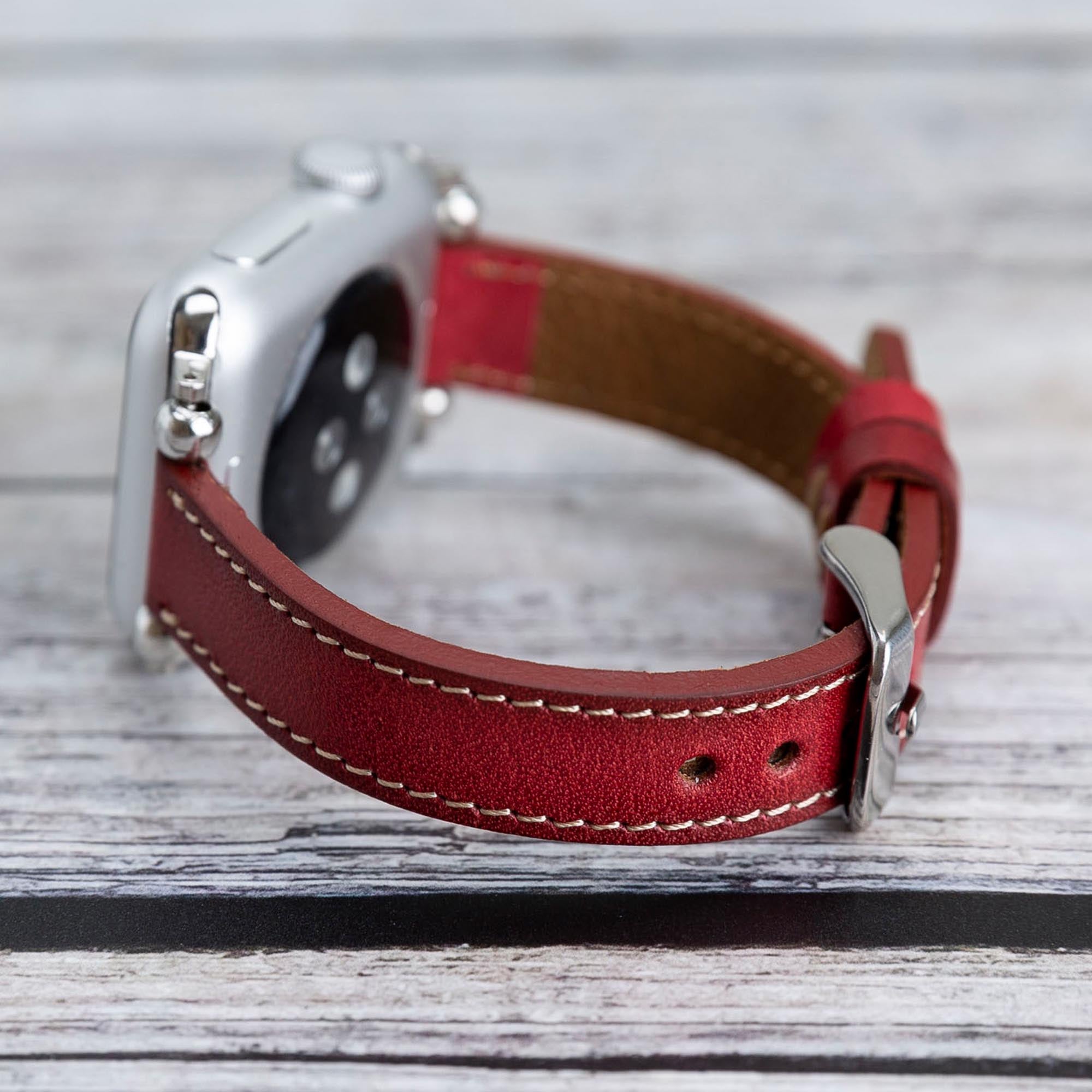 Ferro Strap - Full Grain Leather Band for Apple Watch - EFFECT RED - saracleather