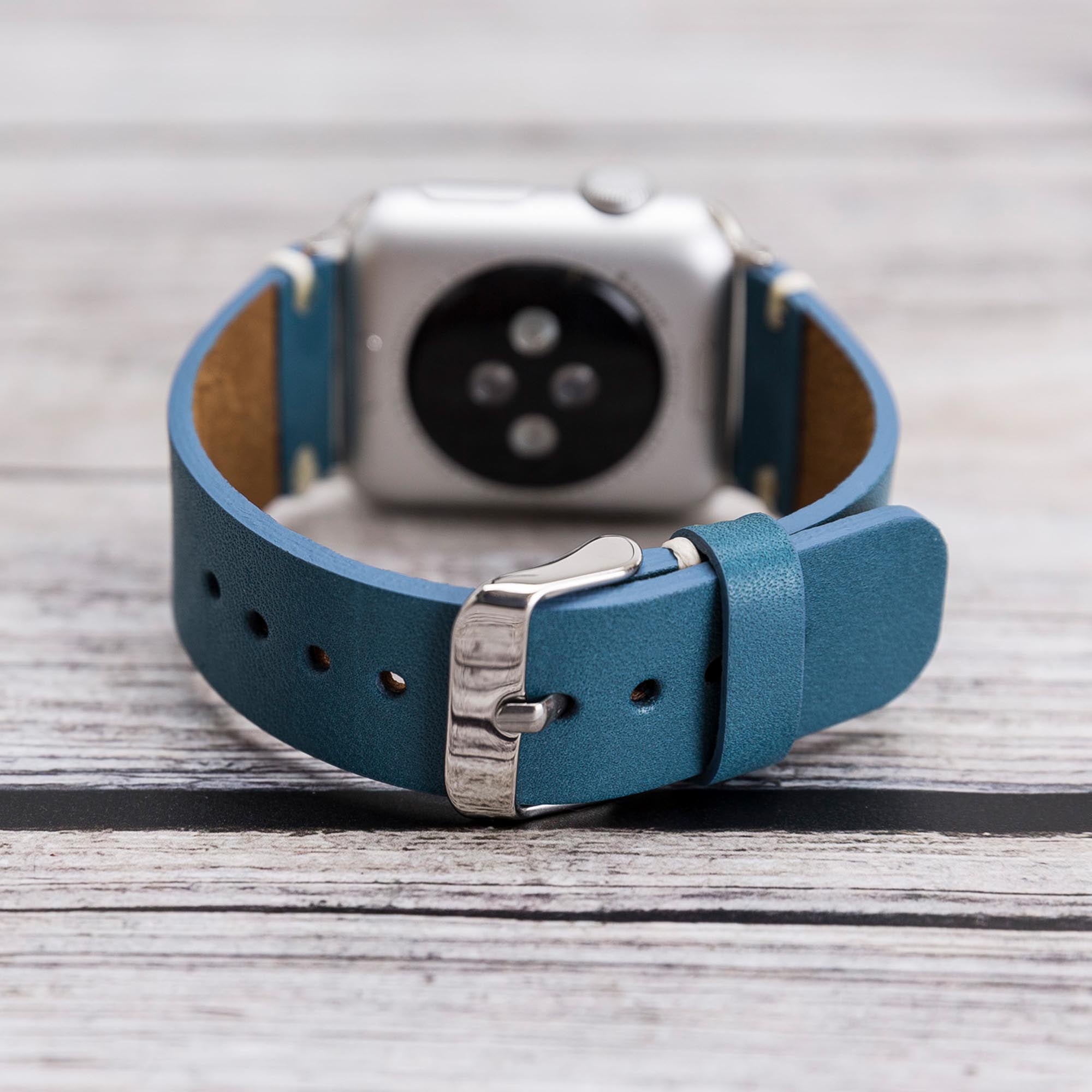 Full Grain Leather Band for Apple Watch - BLUE - saracleather