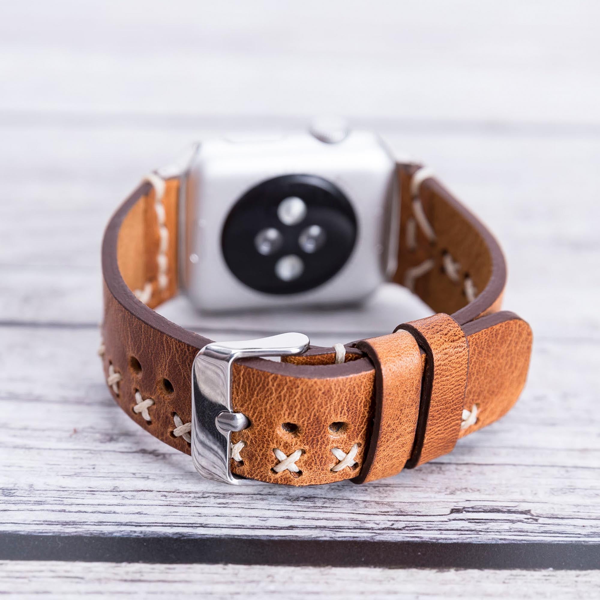 Full Grain Leather Band for Apple Watch - CAMEL - saracleather