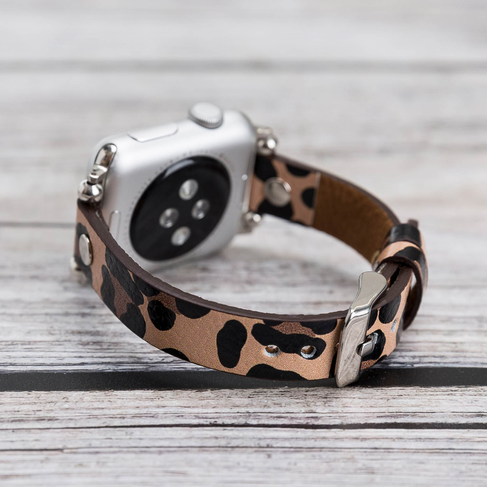 Ferro Strap - Full Grain Leather Band for Apple Watch - LEOPARD PATTERNED - saracleather