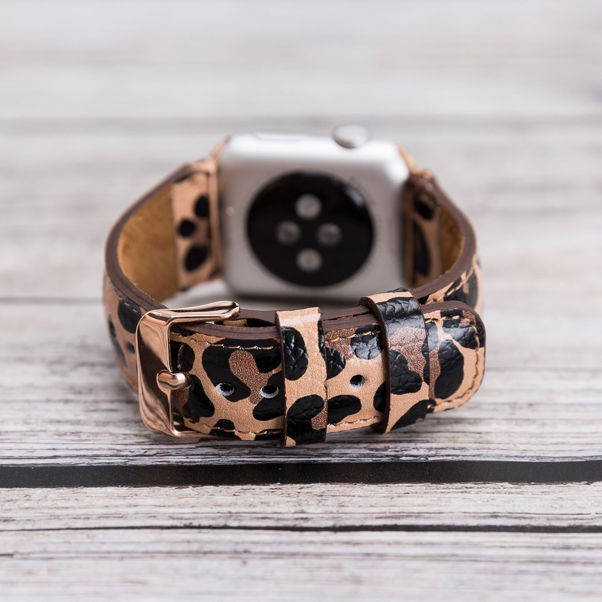 Full Grain Leather Band for Apple Watch - LEOPARD PATTERNED - saracleather