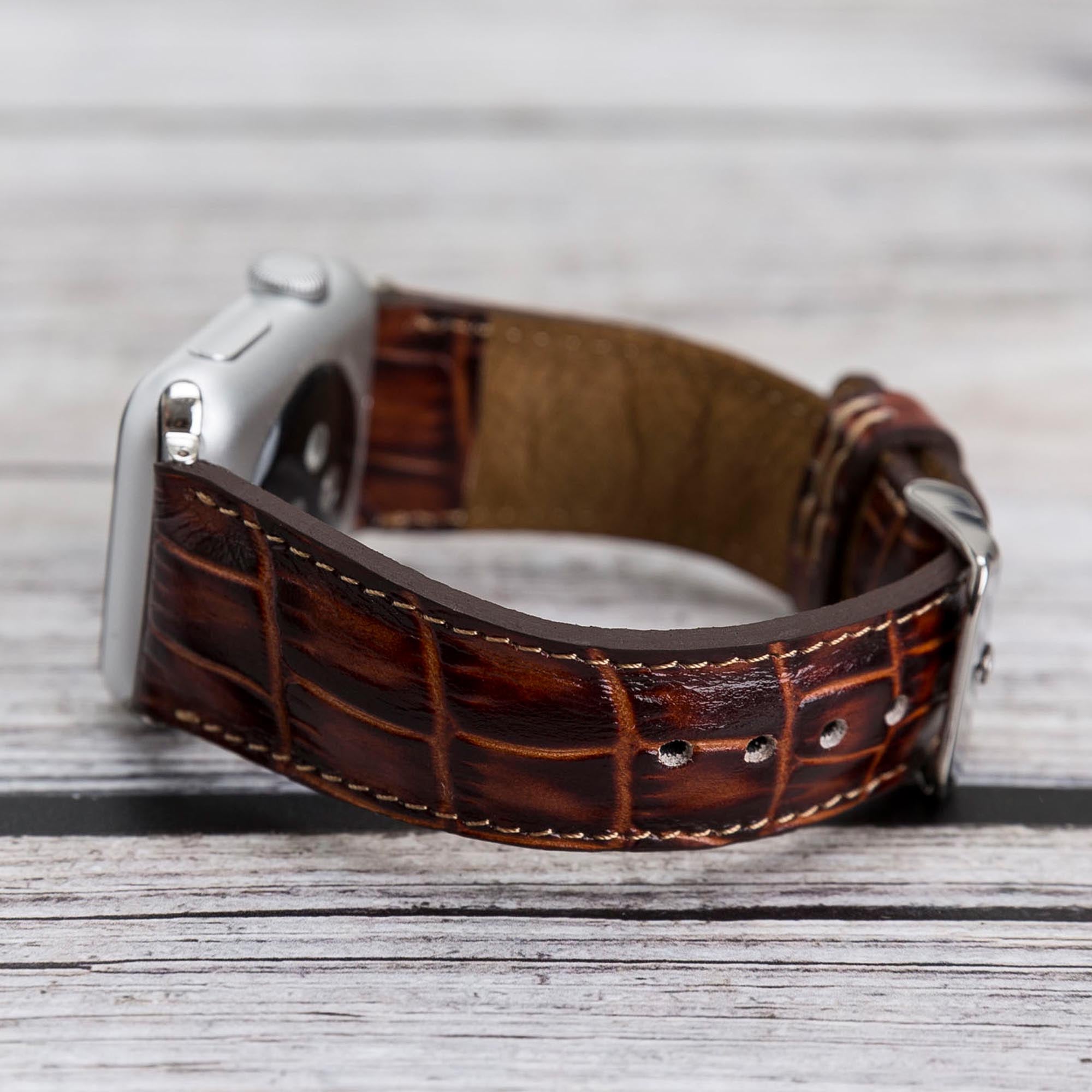 Full Grain Leather Band for Apple Watch - BROWN - saracleather