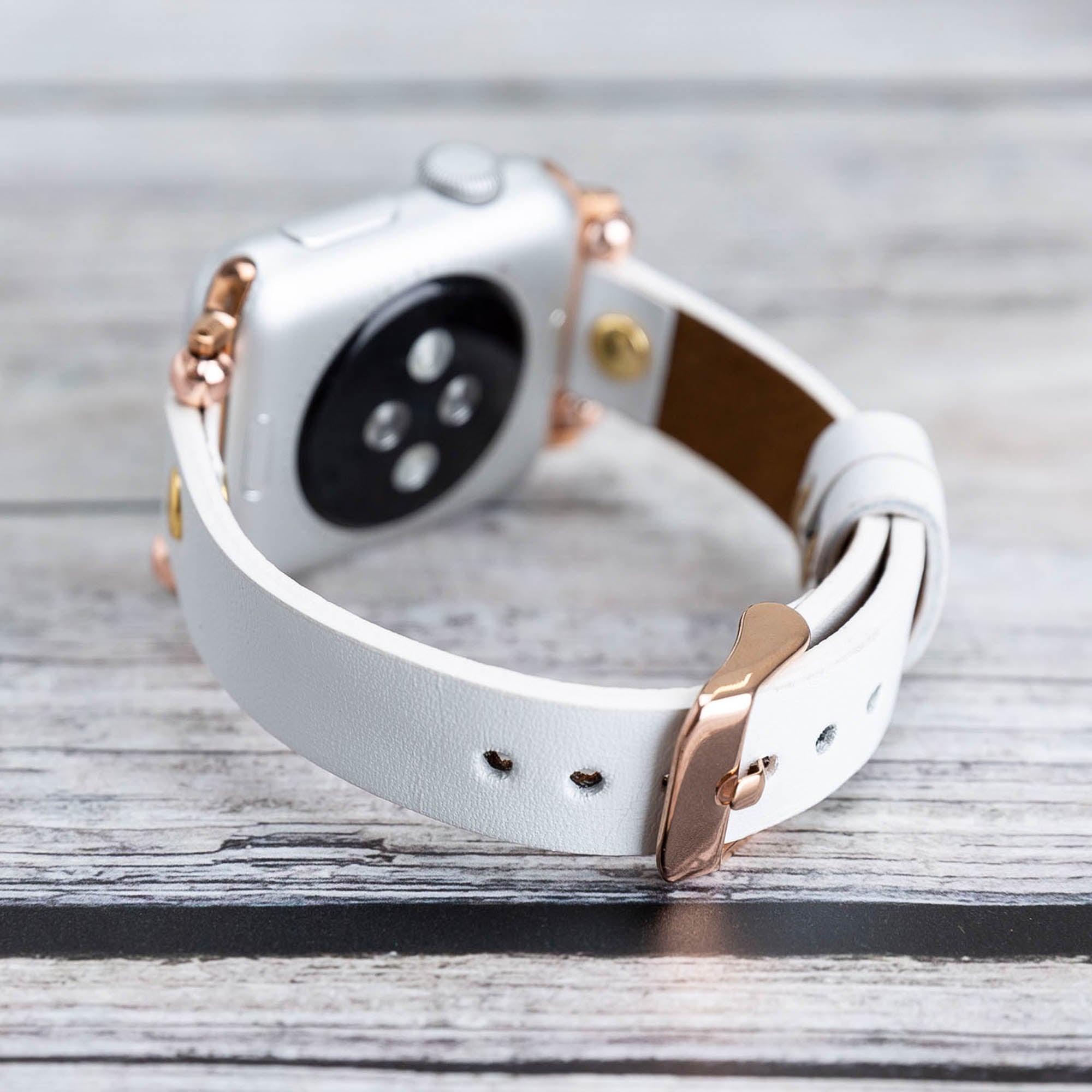 Ferro Strap - Full Grain Leather Band for Apple Watch - WHITE - saracleather