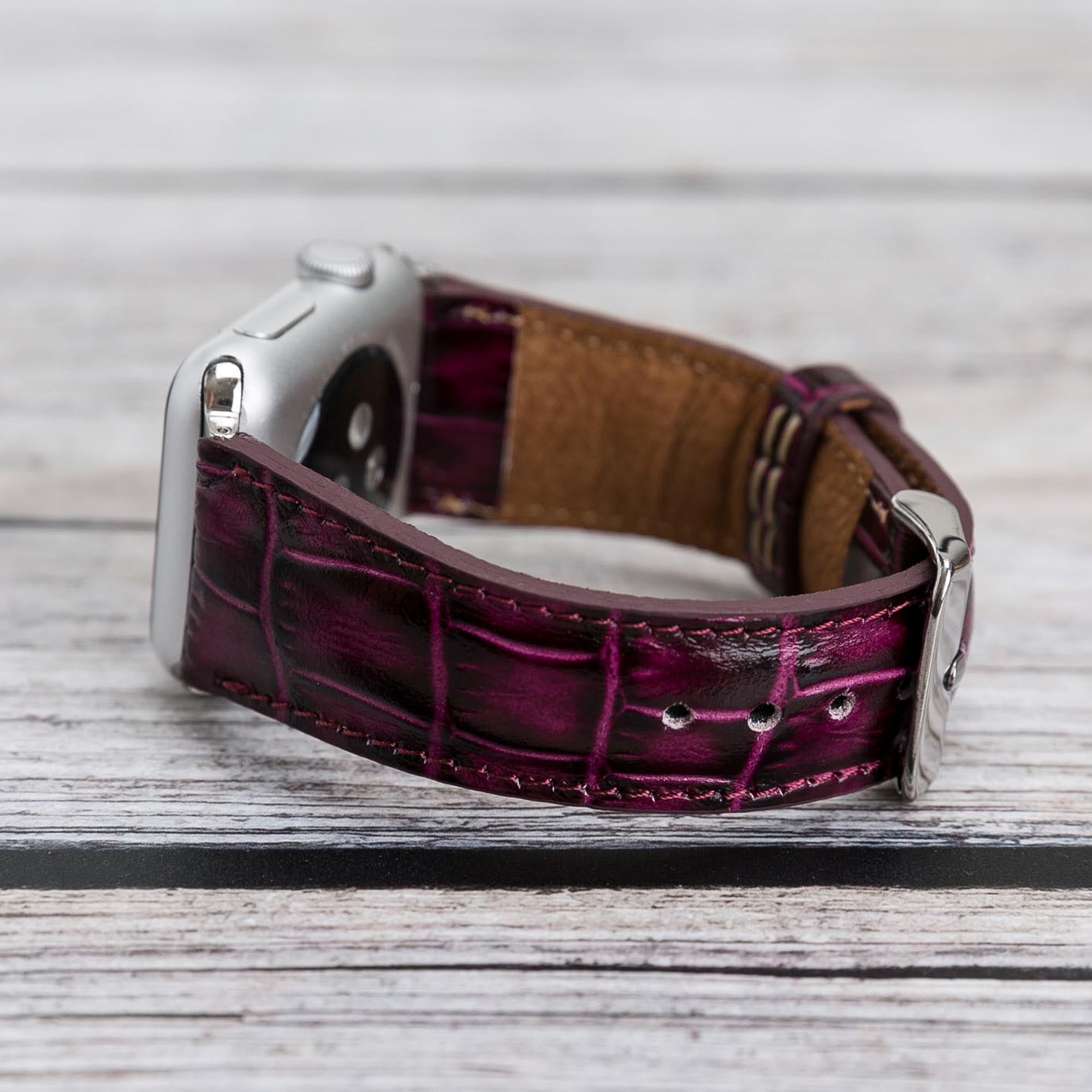 Full Grain Leather Band for Apple Watch - PURPLE - saracleather