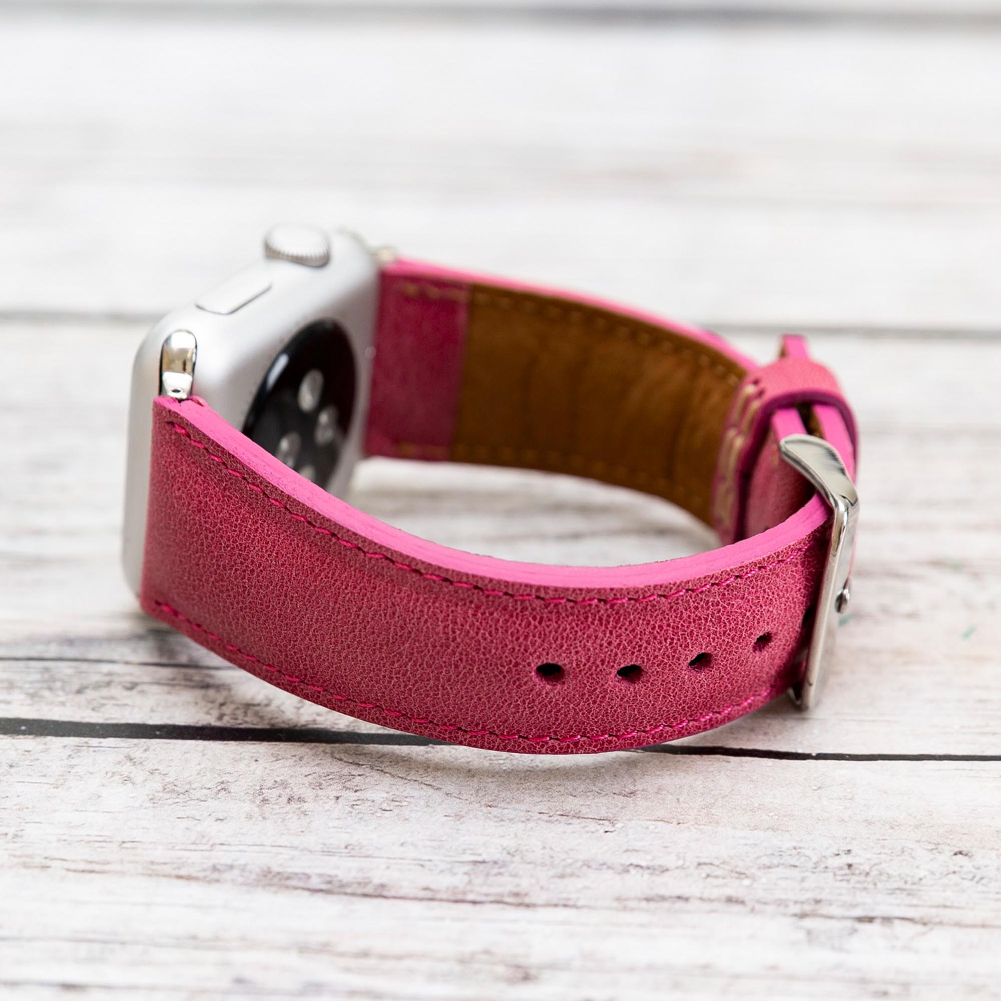 Full Grain Leather Band for Apple Watch - FUCHSIA - saracleather