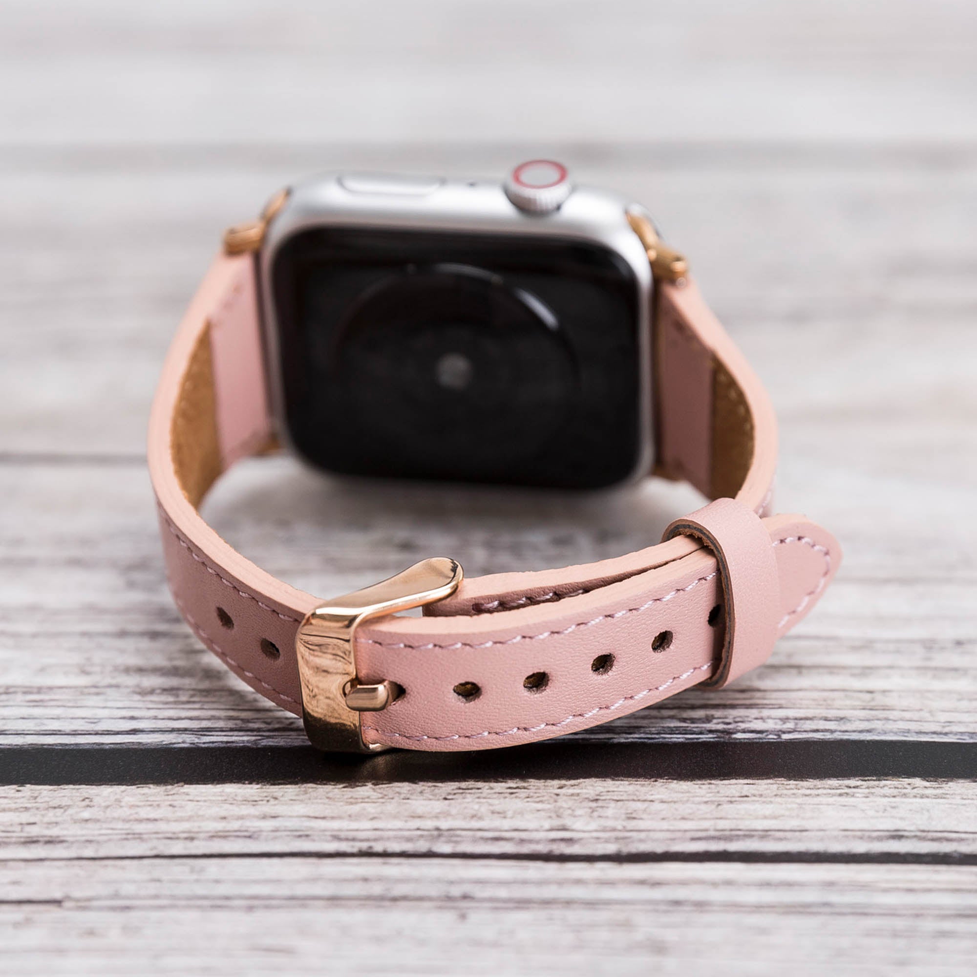 Slim Strap - Full Grain Leather Band for Apple Watch 38mm / 40mm - PINK - saracleather